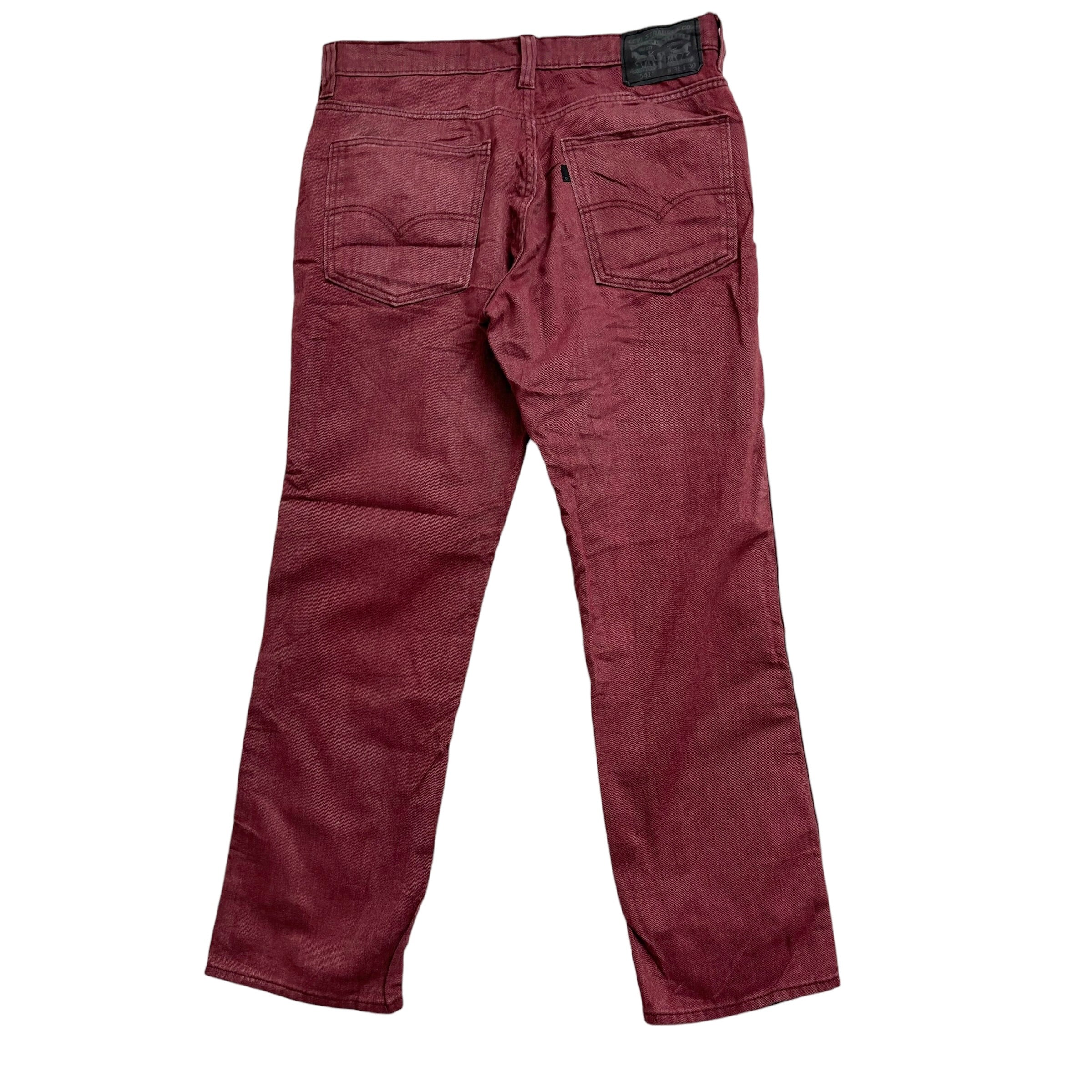 Levis 541 Trousers W31 L29 Mens Burgundy Red Athletic Tapered Fit Cotton Pants