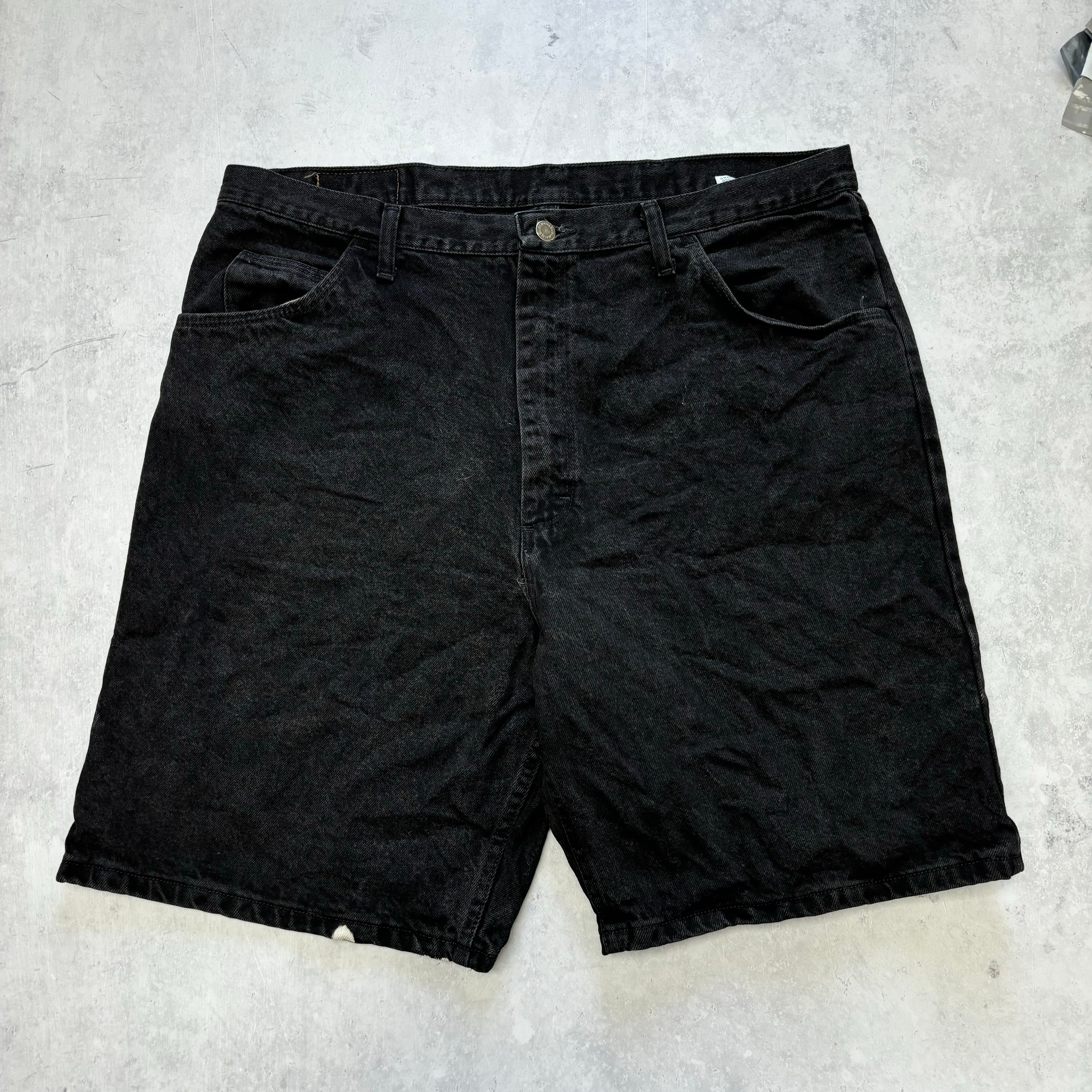 Vintage Wrangler Jorts W40 Mens Denim Shorts Black Baggy Relaxed Fit