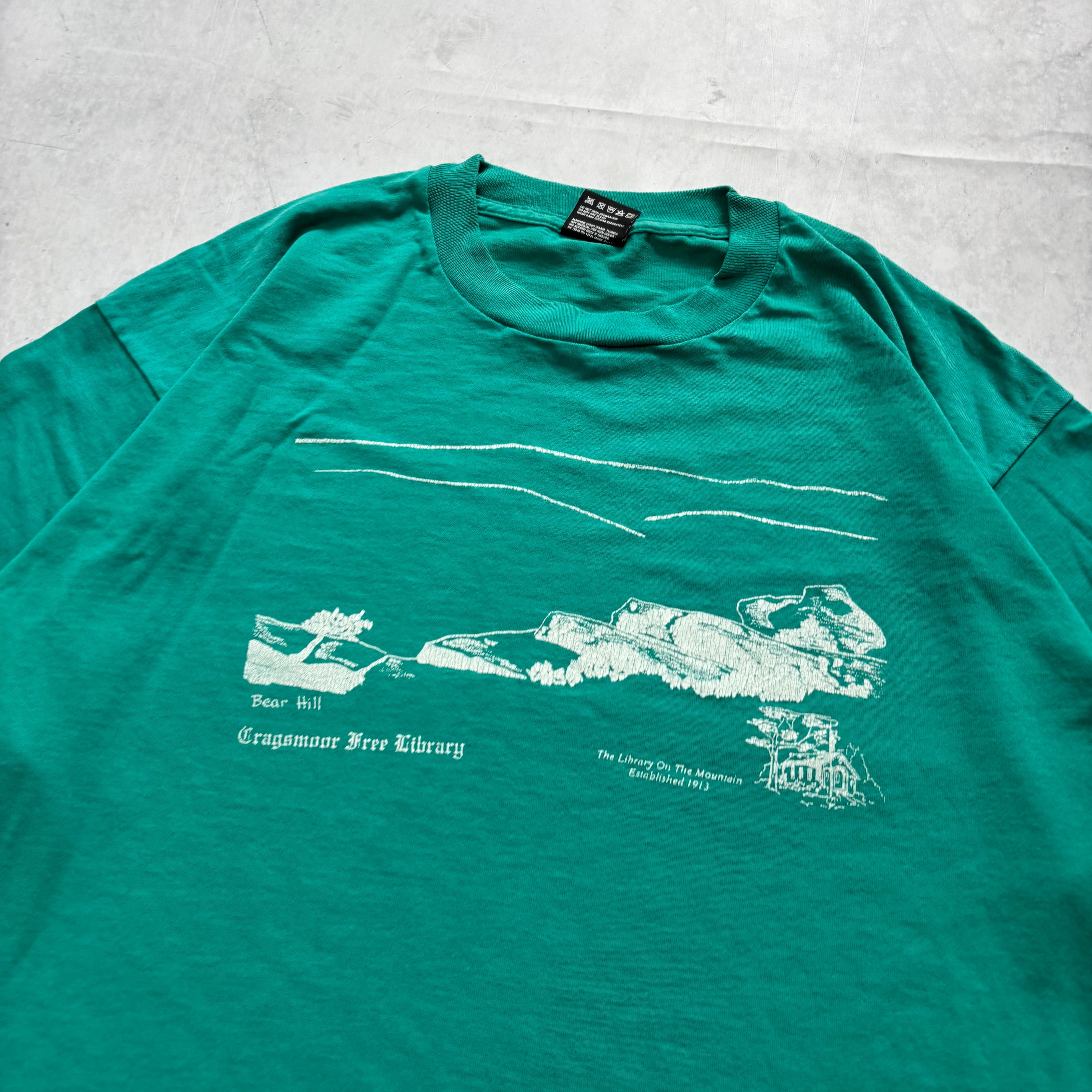 Vintage T Shirt Mens XL Blue Teal Single Stitch Graphic Print 90s USA (E)