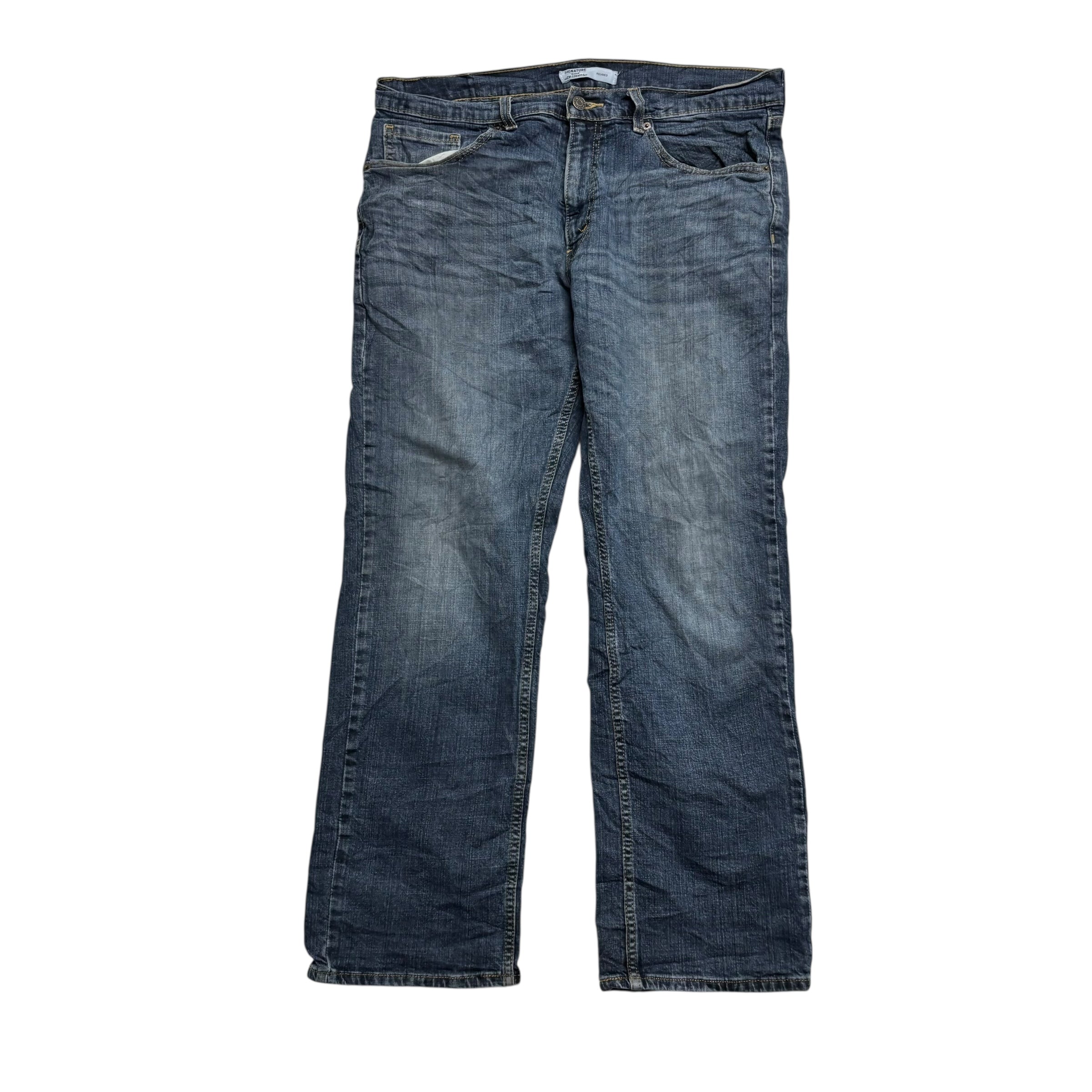 Levis Signature Jeans W36 L30 Mens Mid Blue Relaxed Fit Stretch Denim