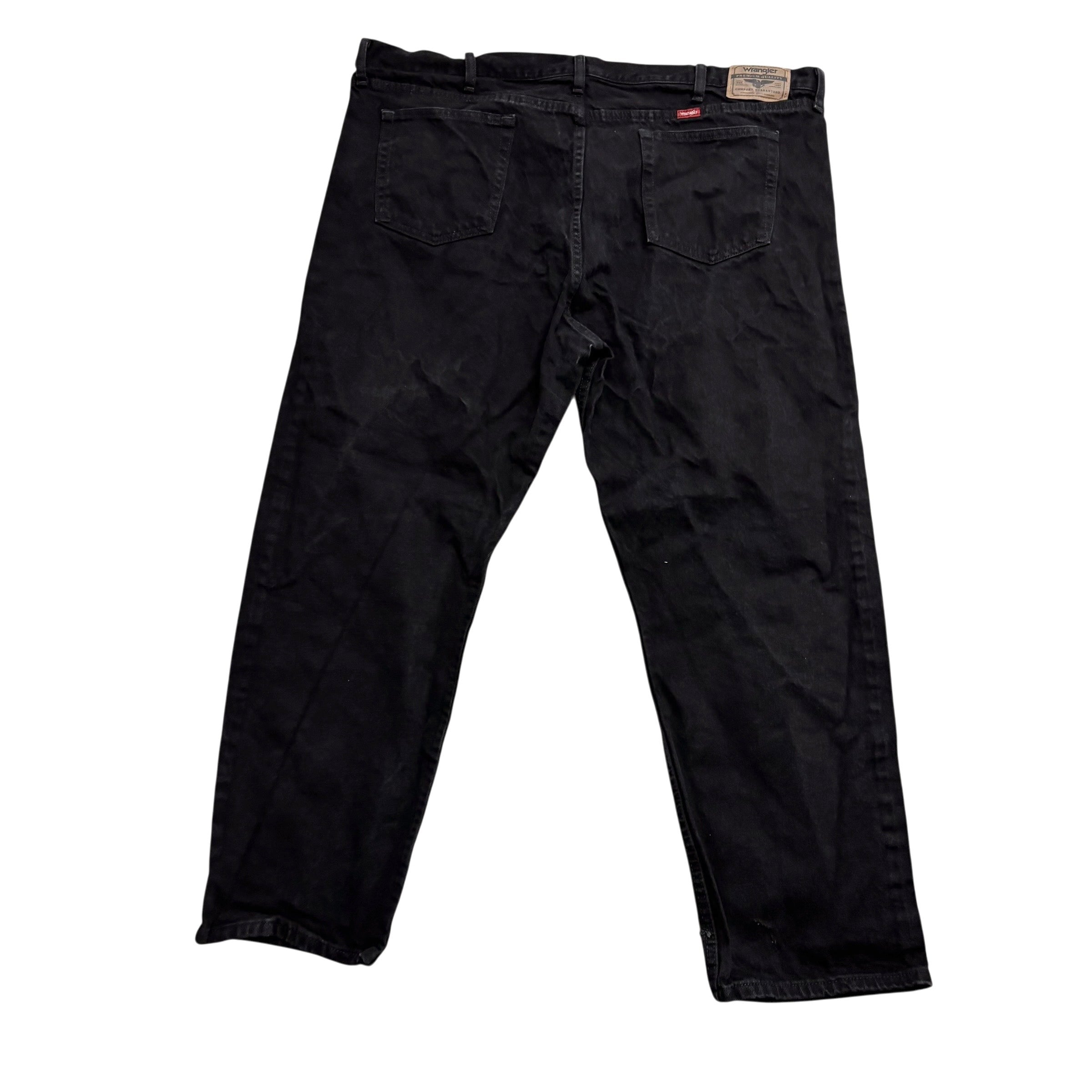 Wrangler Jeans W46 L30 Mens Black Relaxed Straight Fit Denim (F)