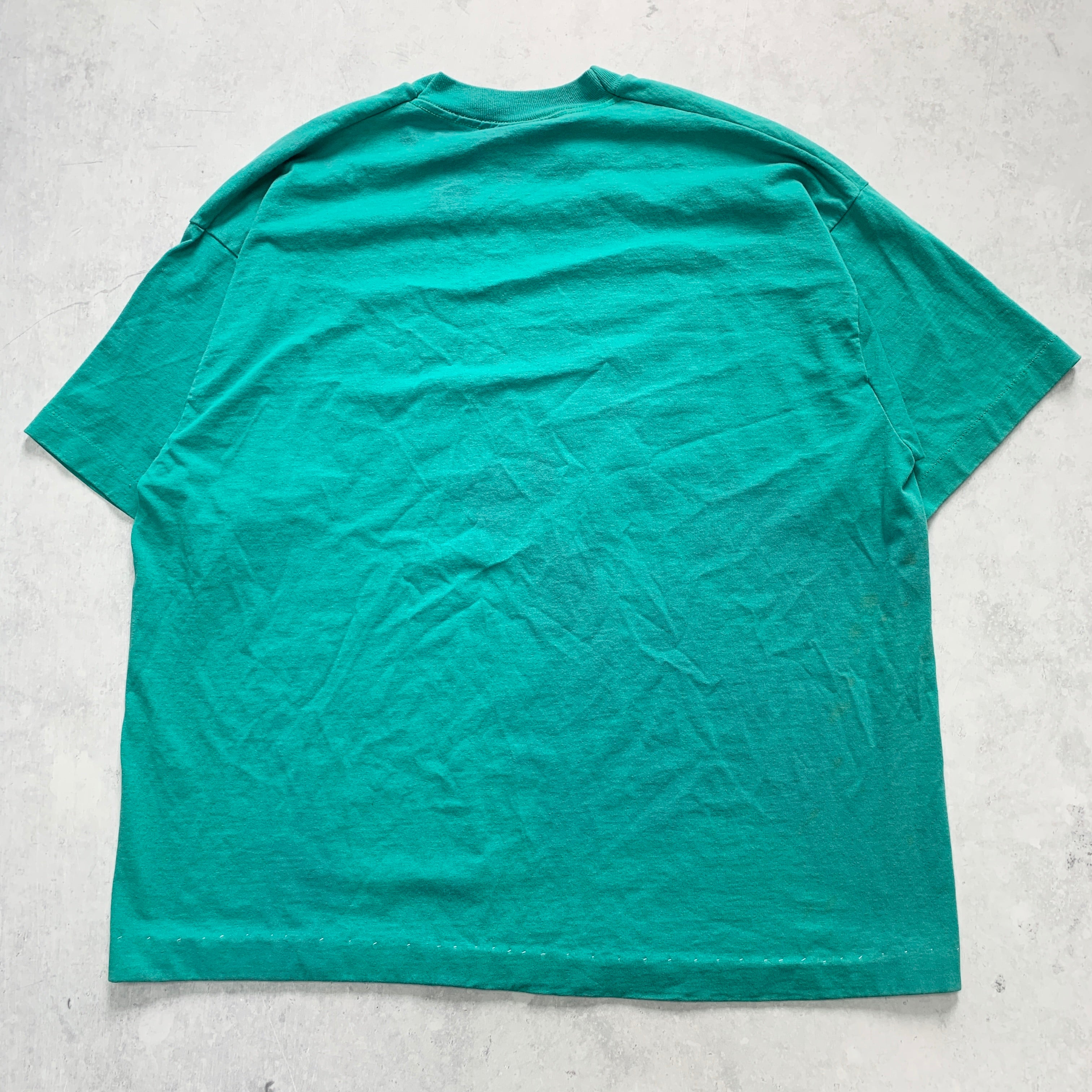 Vintage T Shirt Mens XL Teal Green Single Stitch Graphic Print 90s USA Flowers