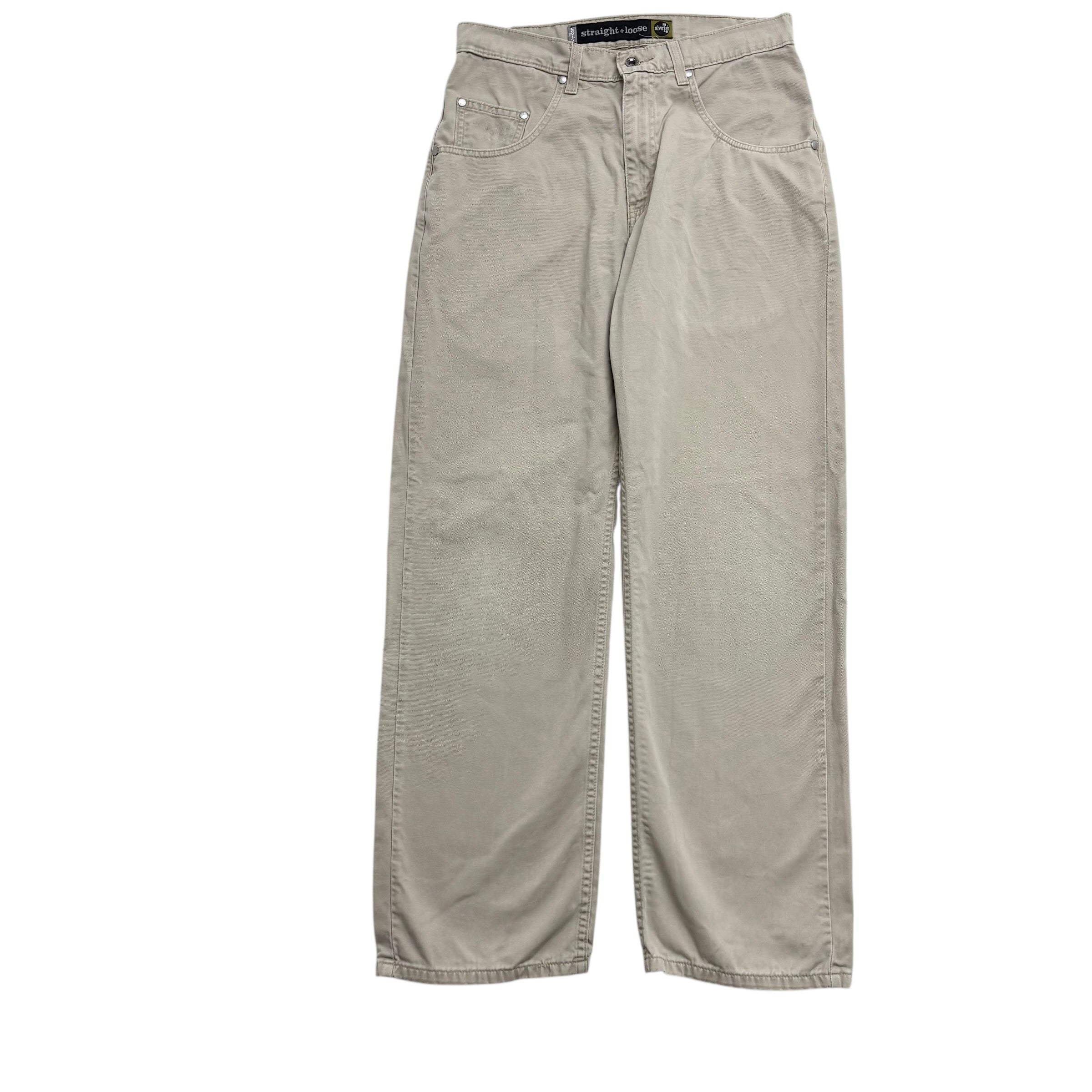 Levis SilverTab Baggy Pants W30 L30 Mens Cream Relaxed Vintage 90s Trousers (E)
