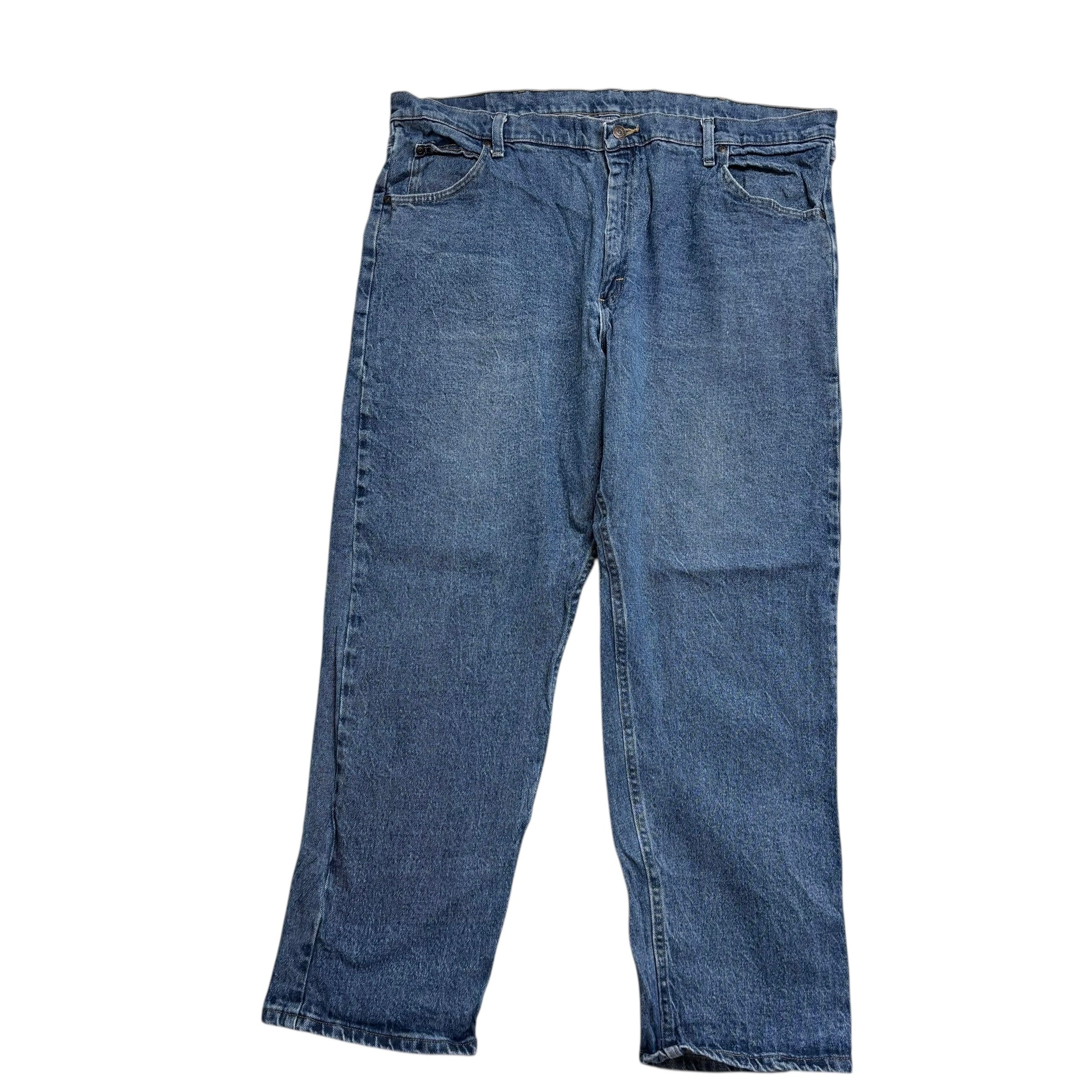 Wrangler Jeans W42 L29 Mens Mid Blue Relaxed Straight Fit Stretch Denim (F)