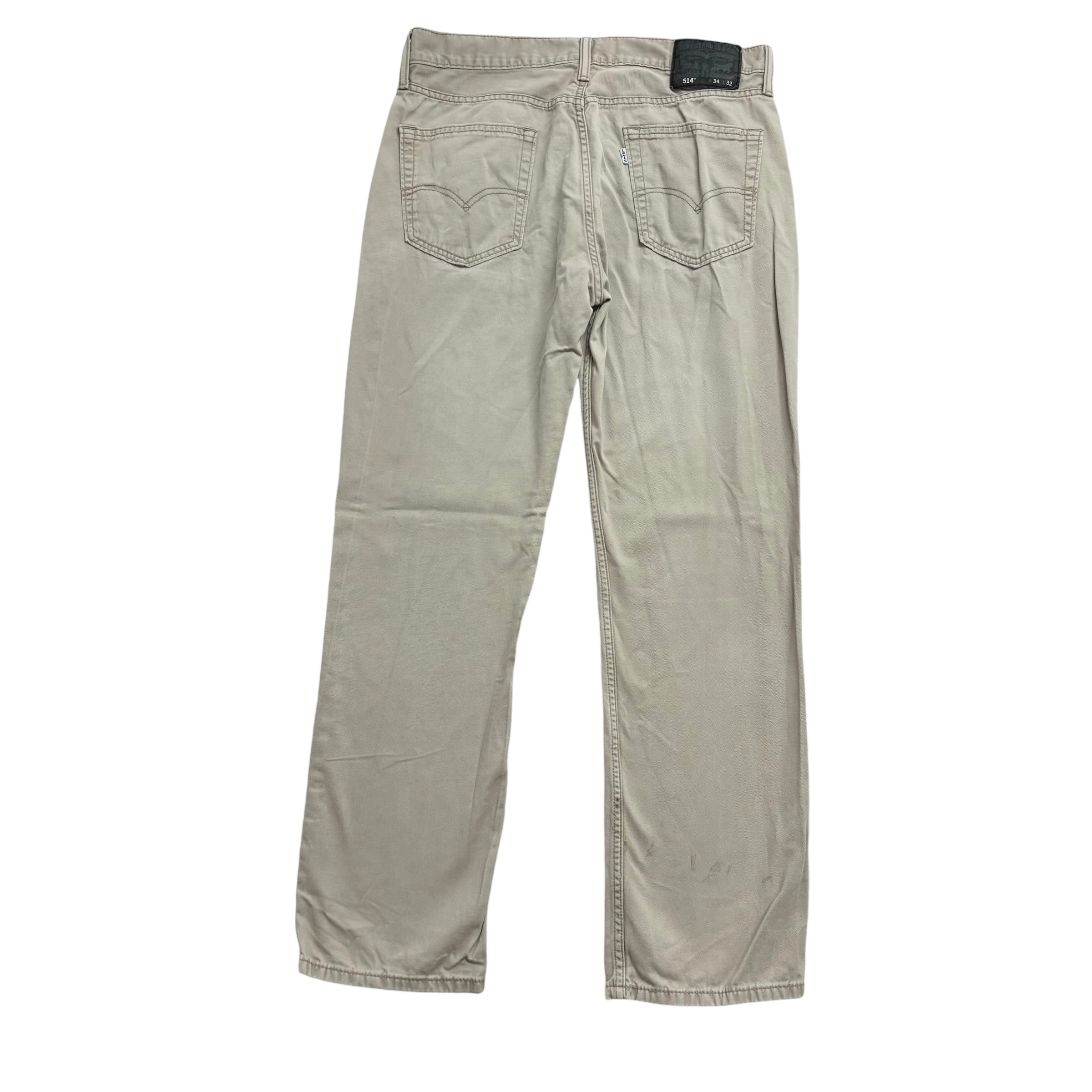 Levis 514 Trousers W34 L32 Mens Cream Regular Straight Fit Cotton Pants