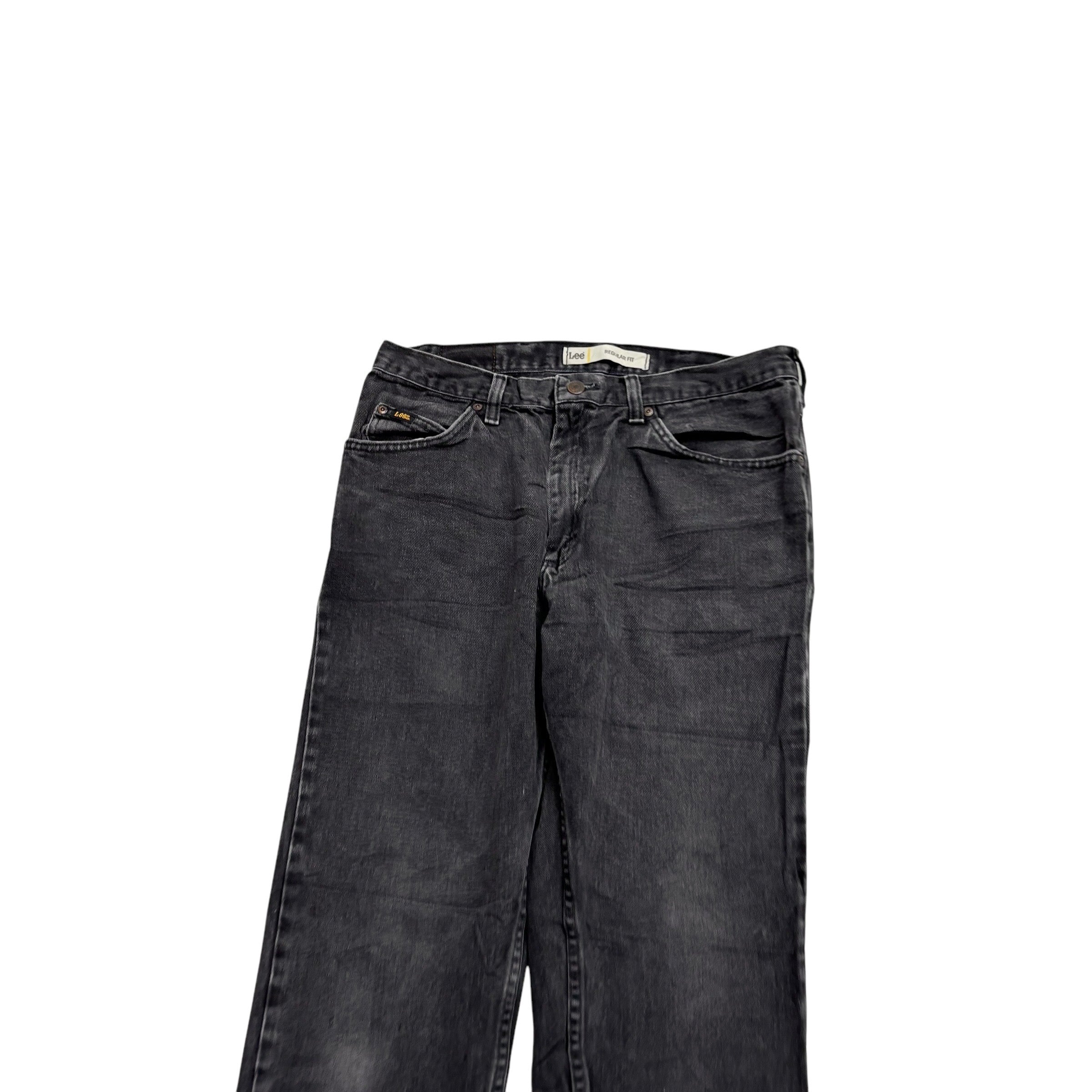 Lee Jeans W33 L32 Mens Black Regular Straight Fit Vintage Denim (E)