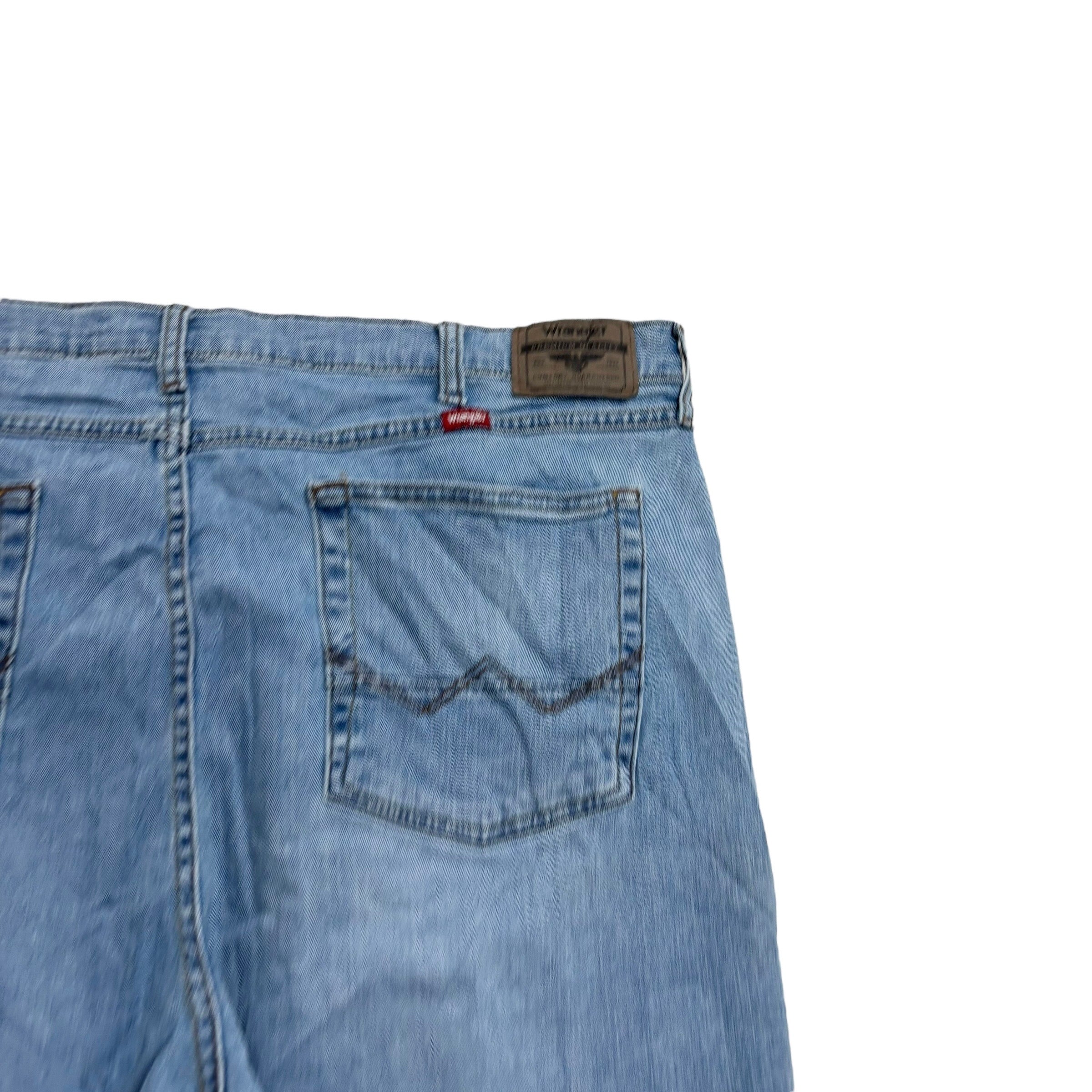 Wrangler Jeans W42 L30 Mens Light Blue Slim Straight Fit Stretch Denim (E)