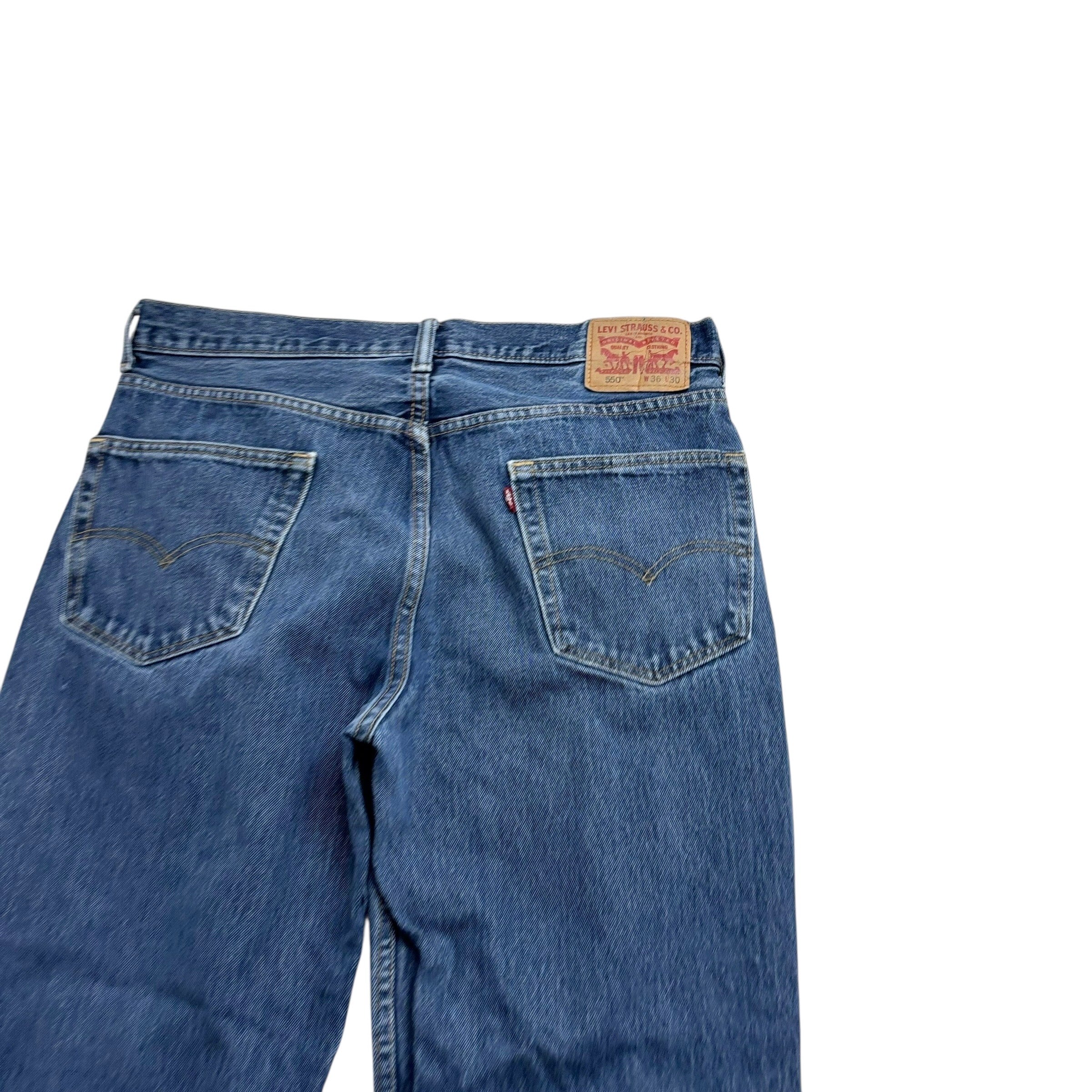 Levis 550 Jeans W36 L30 Mens Mid Blue Baggy Relaxed Straight Fit Denim (F)