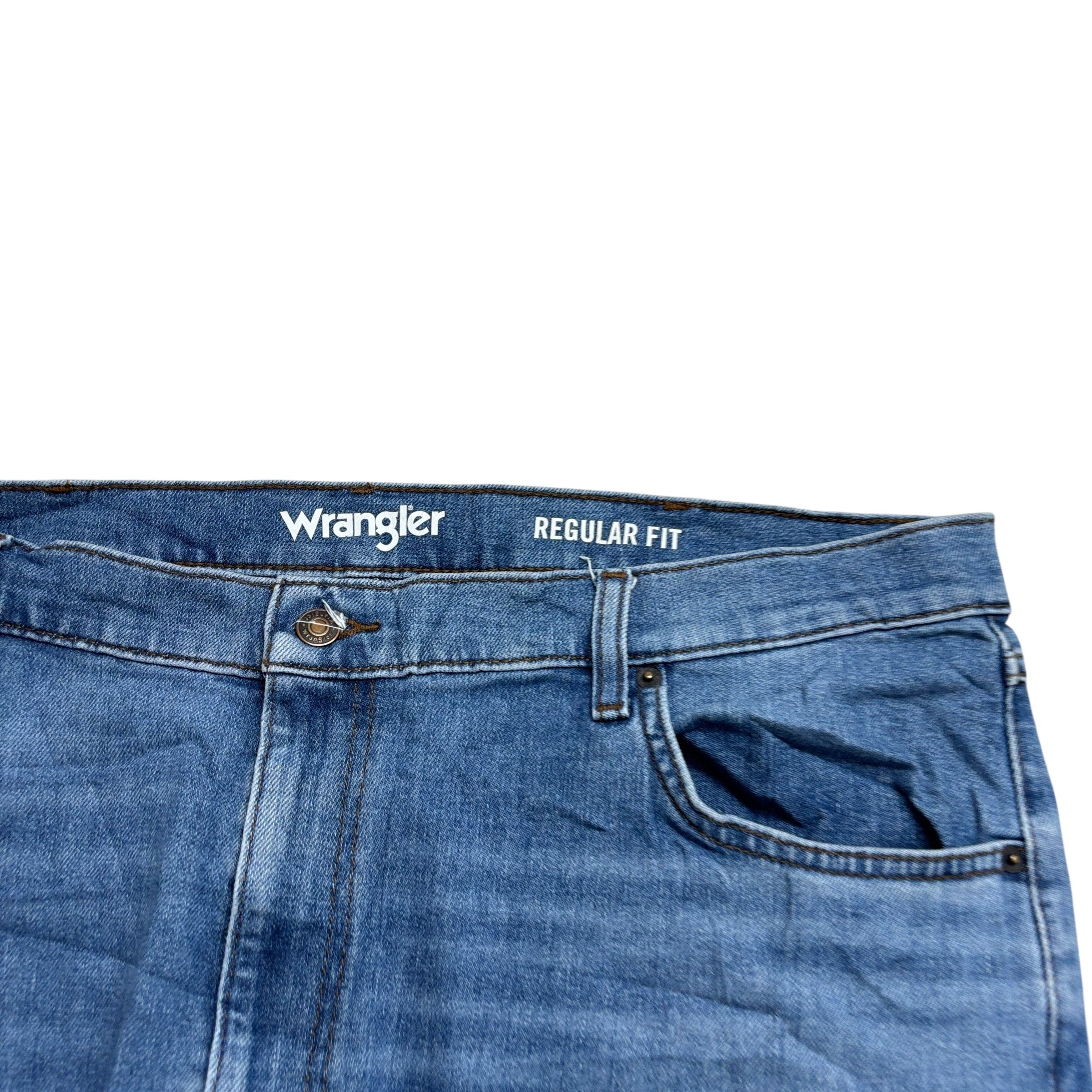 Wrangler Jeans W42 L30 Mens Mid Blue Regular Straight Fit Stretch Denim