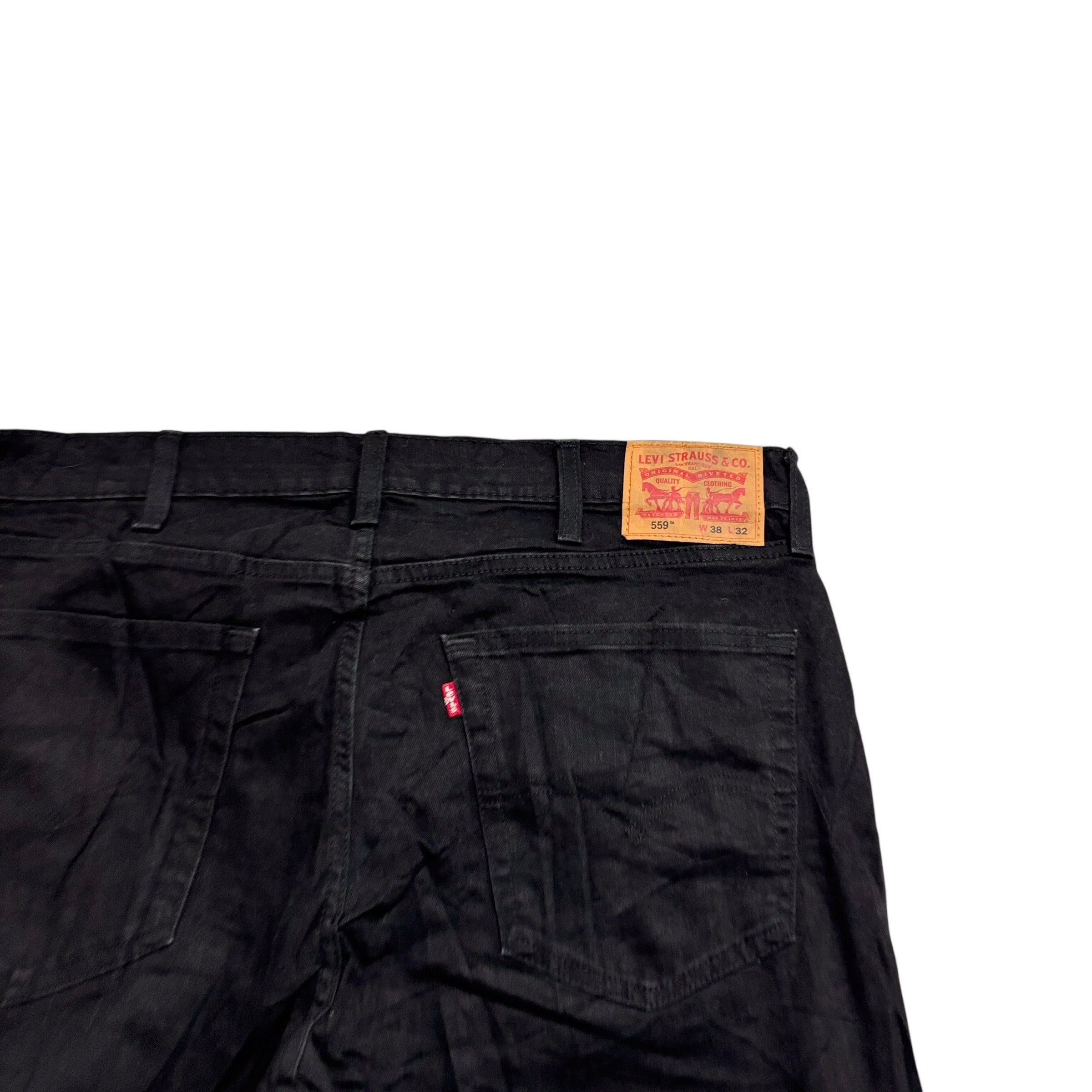 Levis 559 Jeans W38 L32 Mens Black Relaxed Straight Fit Stretch Denim (E)