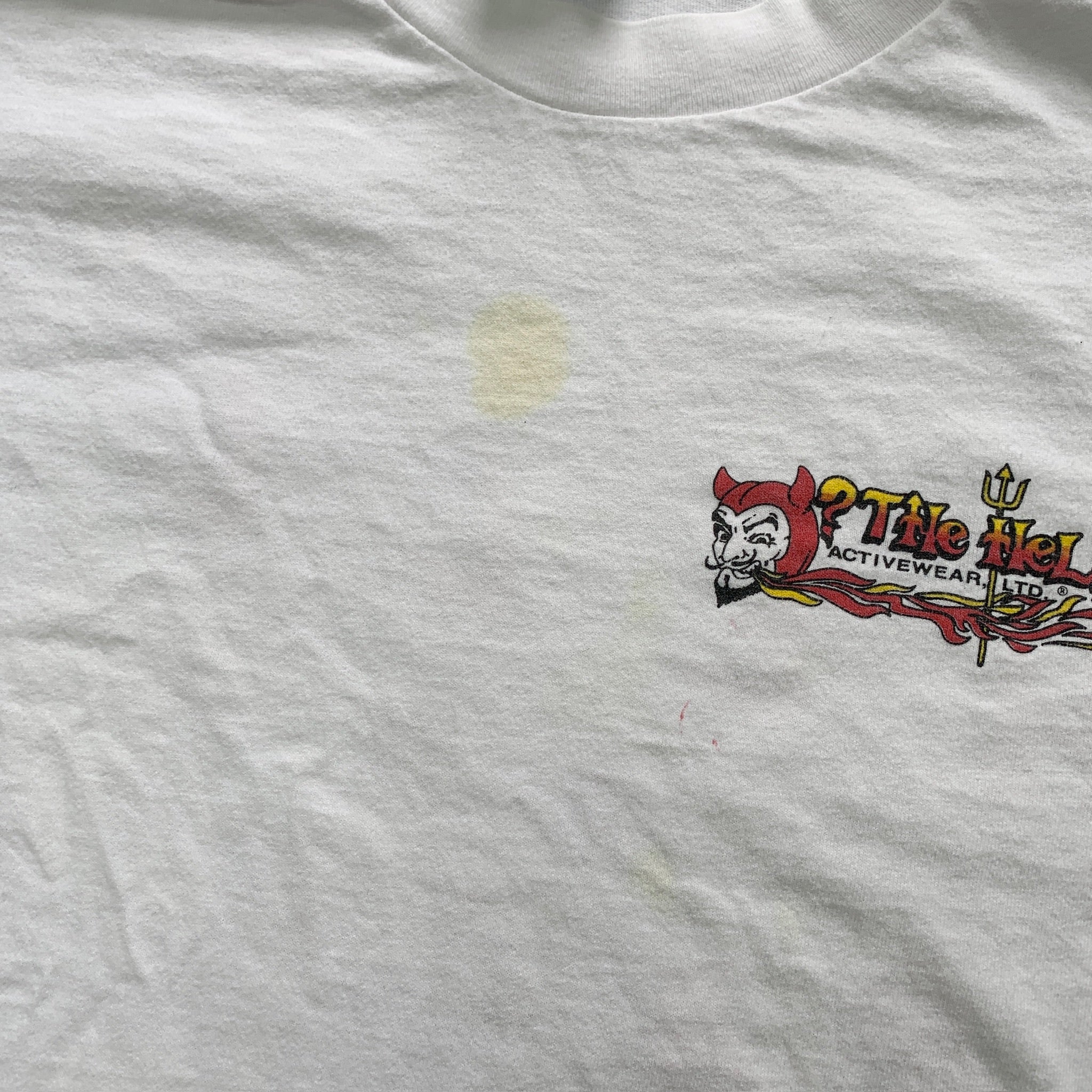 Vintage T Shirt Mens Small White Single Stitch Graphic Print 90s USA Hell & Back