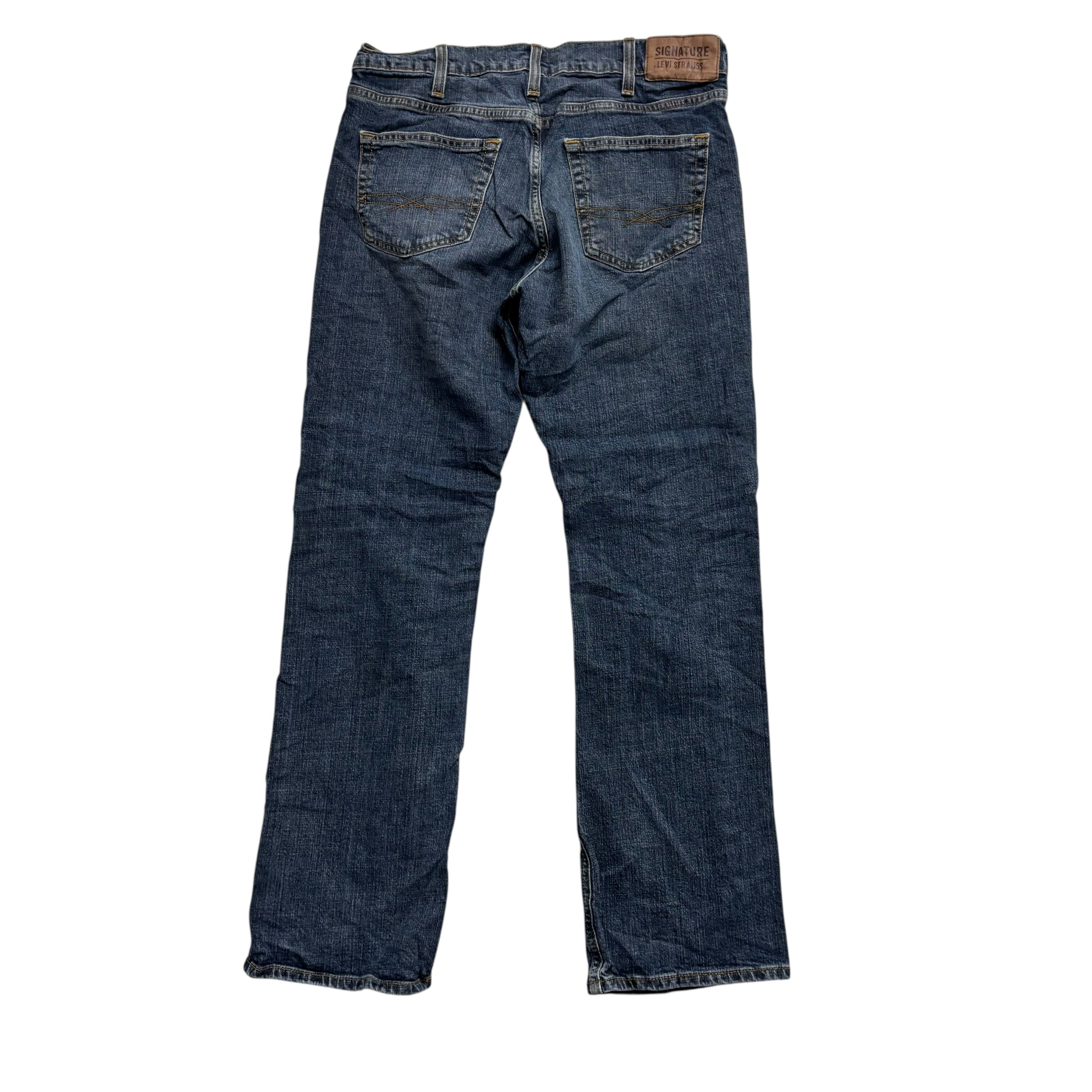 Levis Signature Jeans W30 L30 Mens Mid Blue Regular Bootcut Fit Stretch