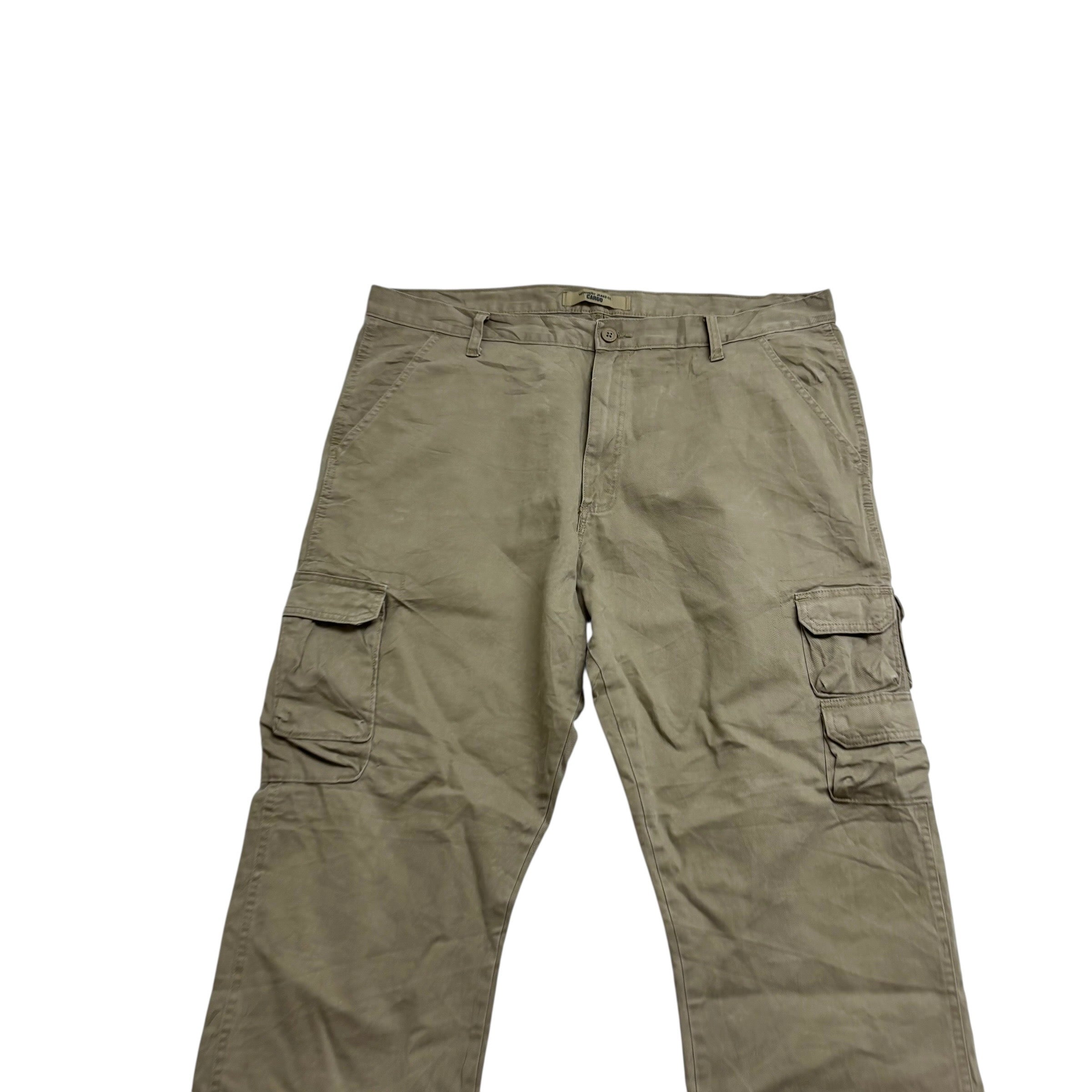 Wrangler Cargo Pants W40 L32 Mens Beige Relaxed Straight Fit Trousers (E)