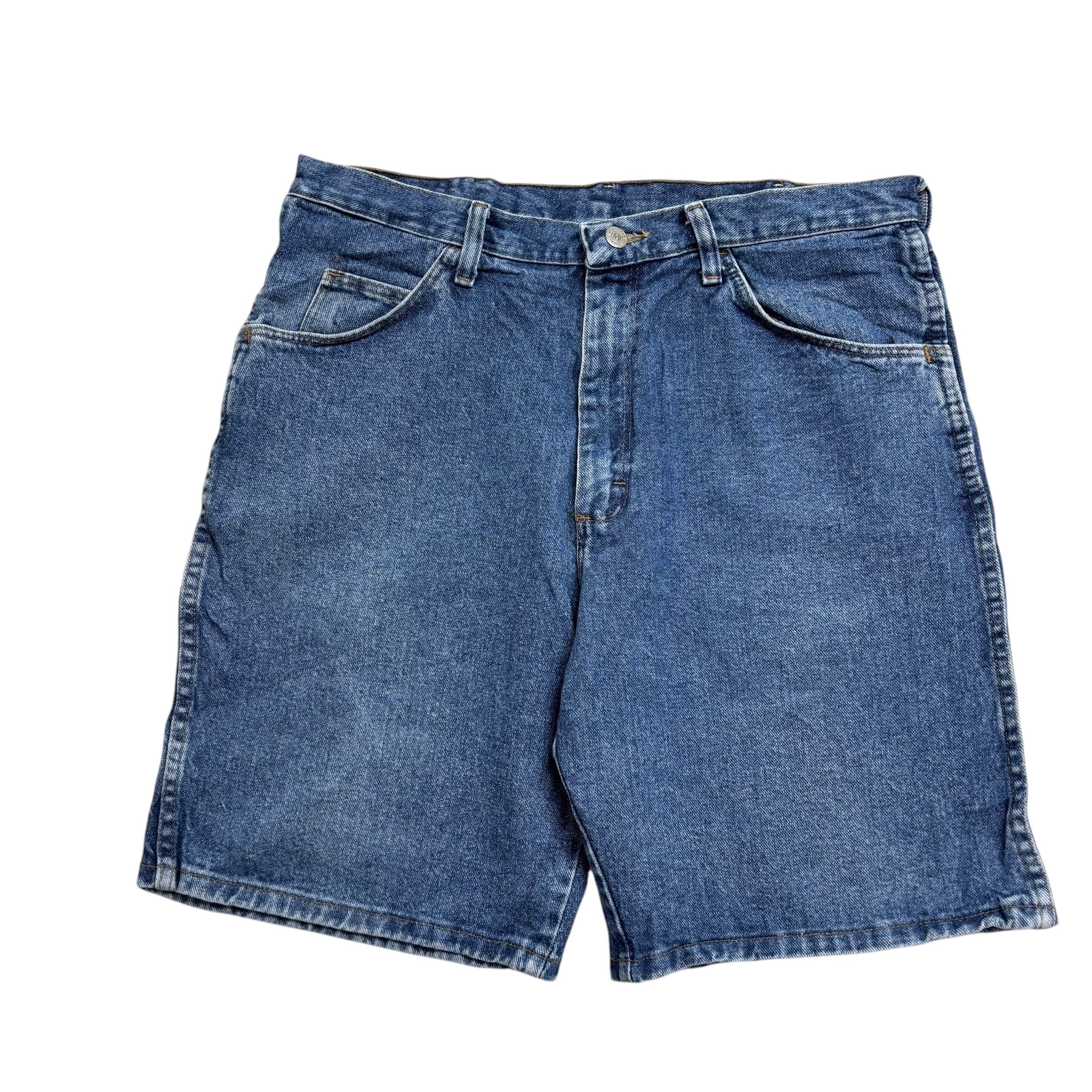 Vintage Wrangler Baggy Jorts W34 Mens Denim Shorts Mid Blue Relaxed Fit (E)