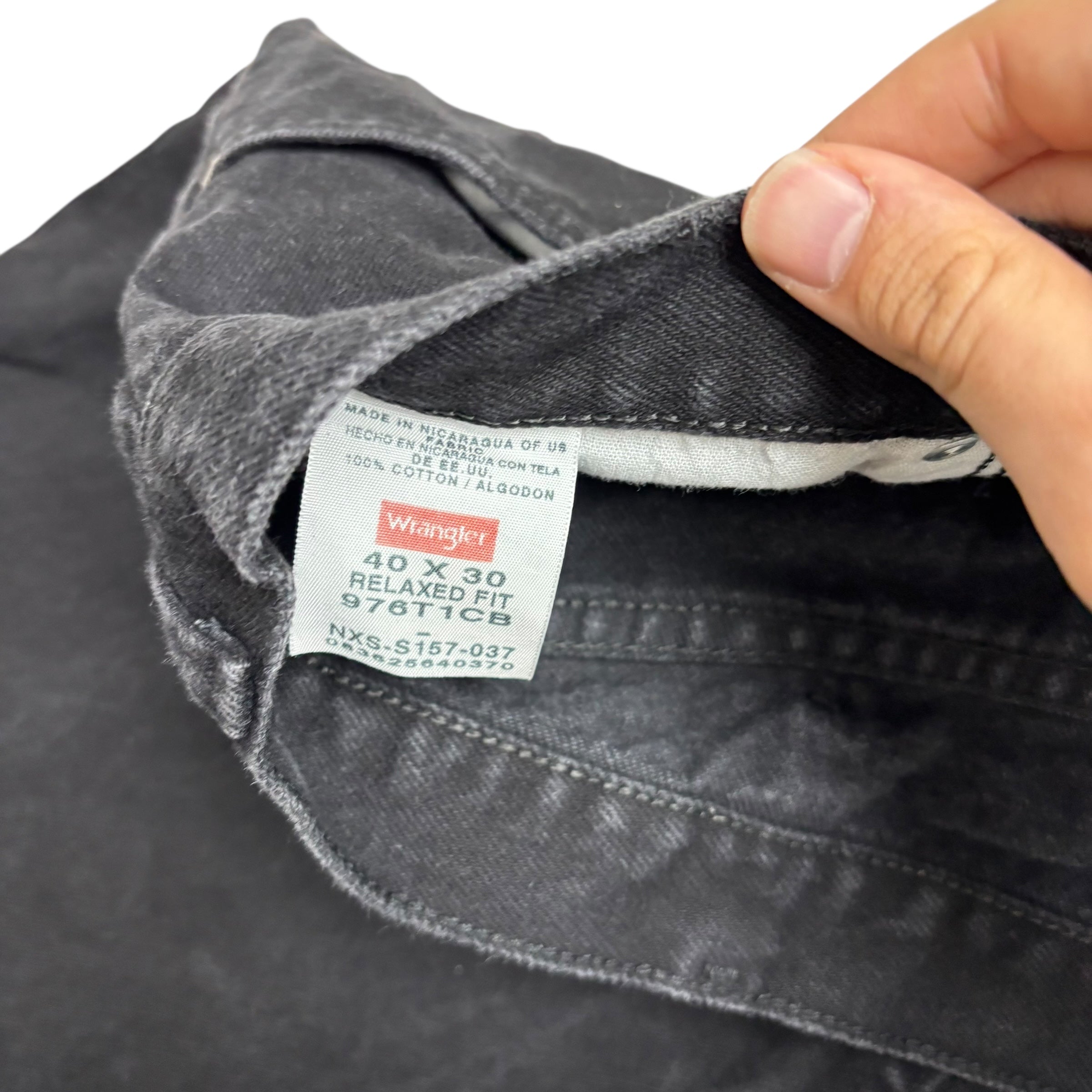 Wrangler Jeans W40 L30 Mens Black Baggy Relaxed Straight Fit Denim (E)