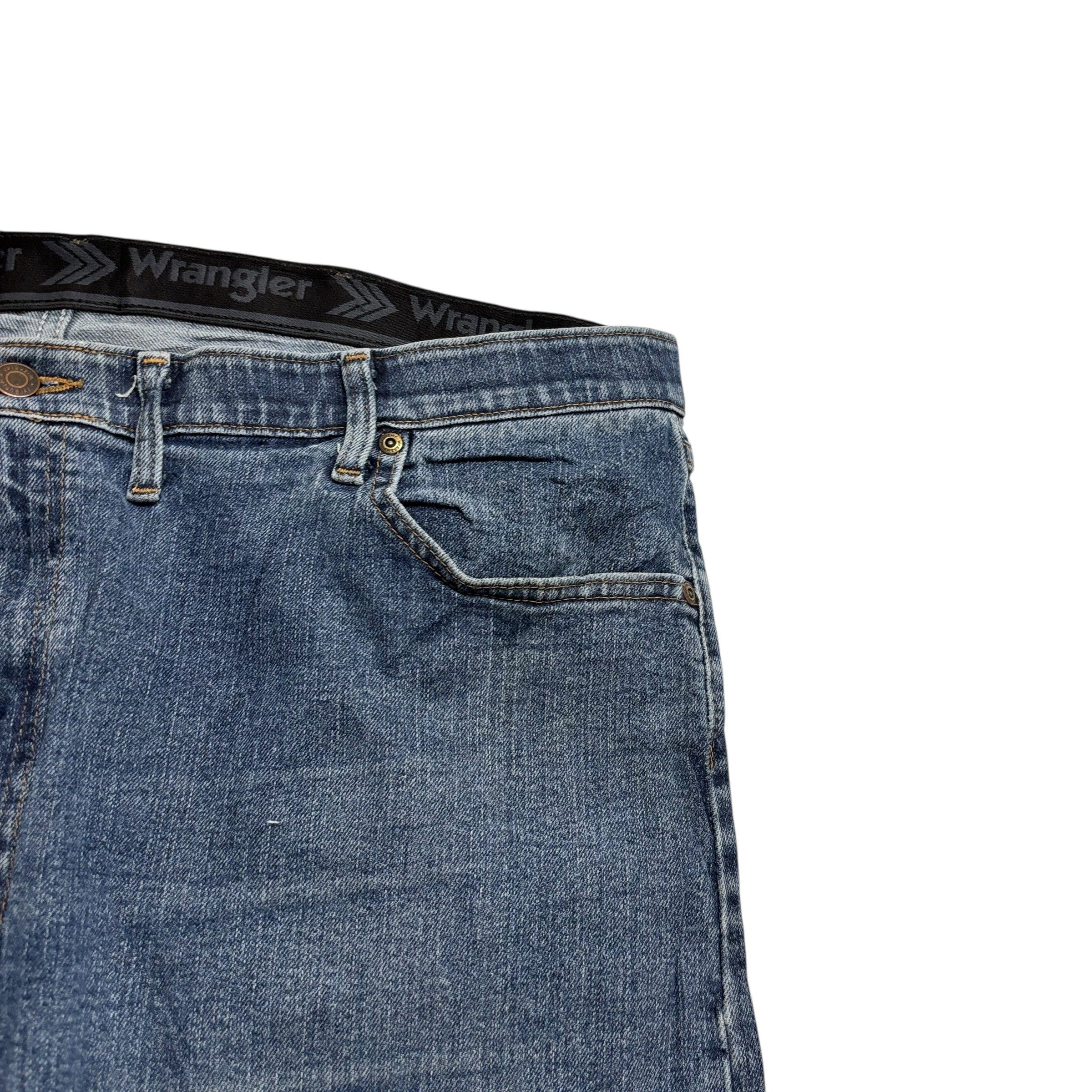 Wrangler Jeans W44 L30 Mens Mid Blue Regular Straight Fit Stretch Denim