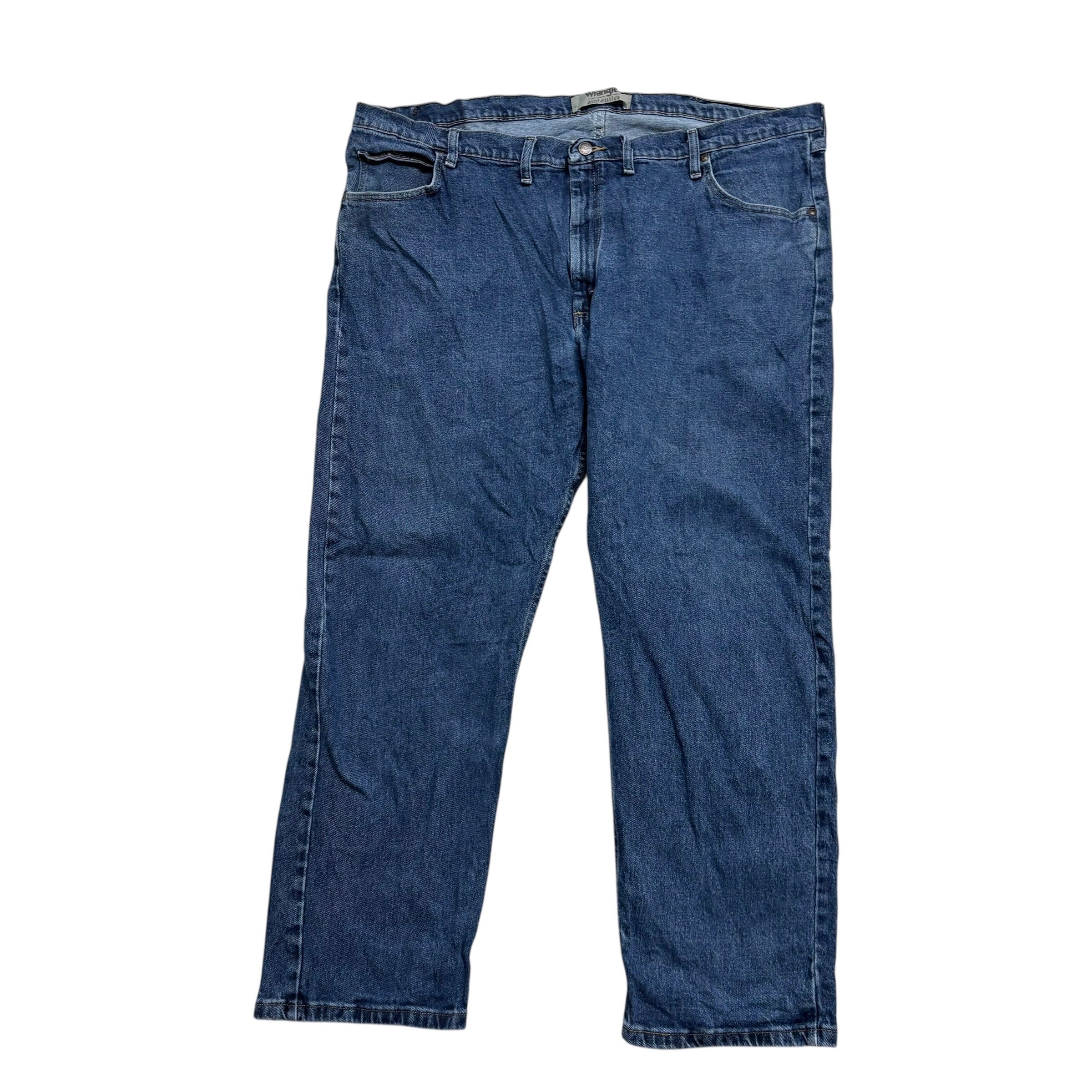 Wrangler Jeans W46 L30 Mens Mid Blue Relaxed Straight Fit Stretch Denim