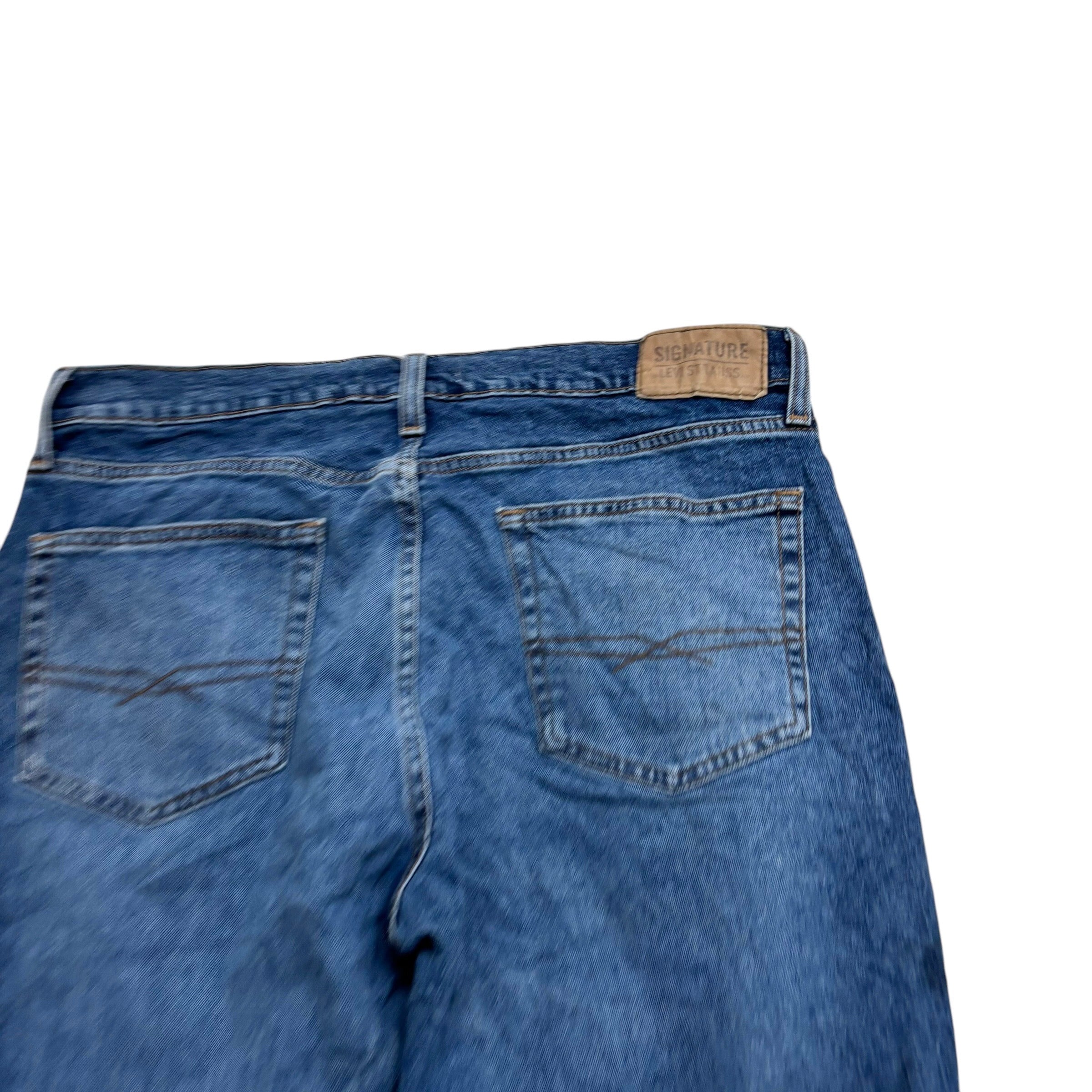 Levis Signature Jeans W36 L31 Mens Mid Blue Athletic Tapered Fit Stretch (E)