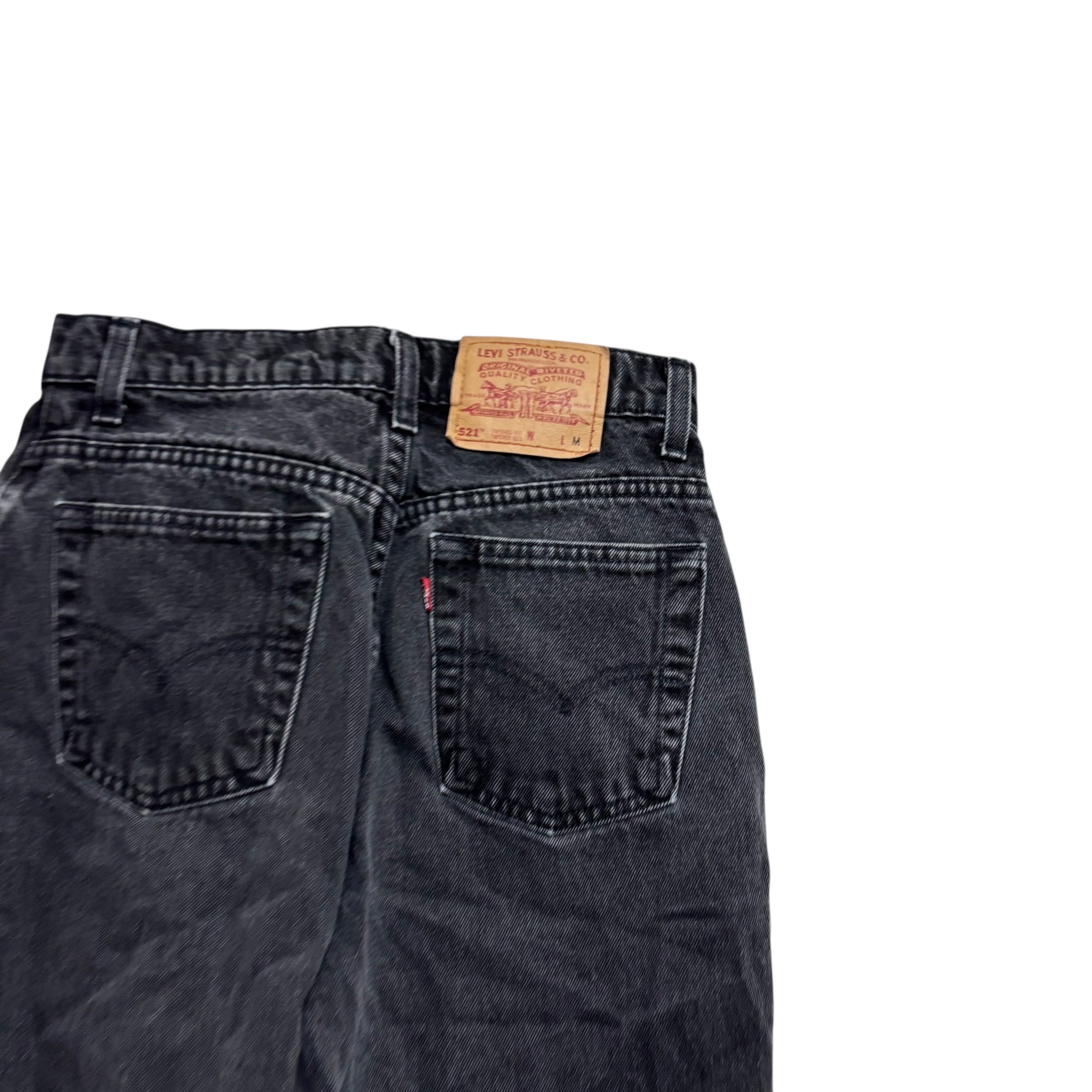 Levis 521 Jeans W26 L30 Womens Black Regular Tapered Fit Vintage Denim