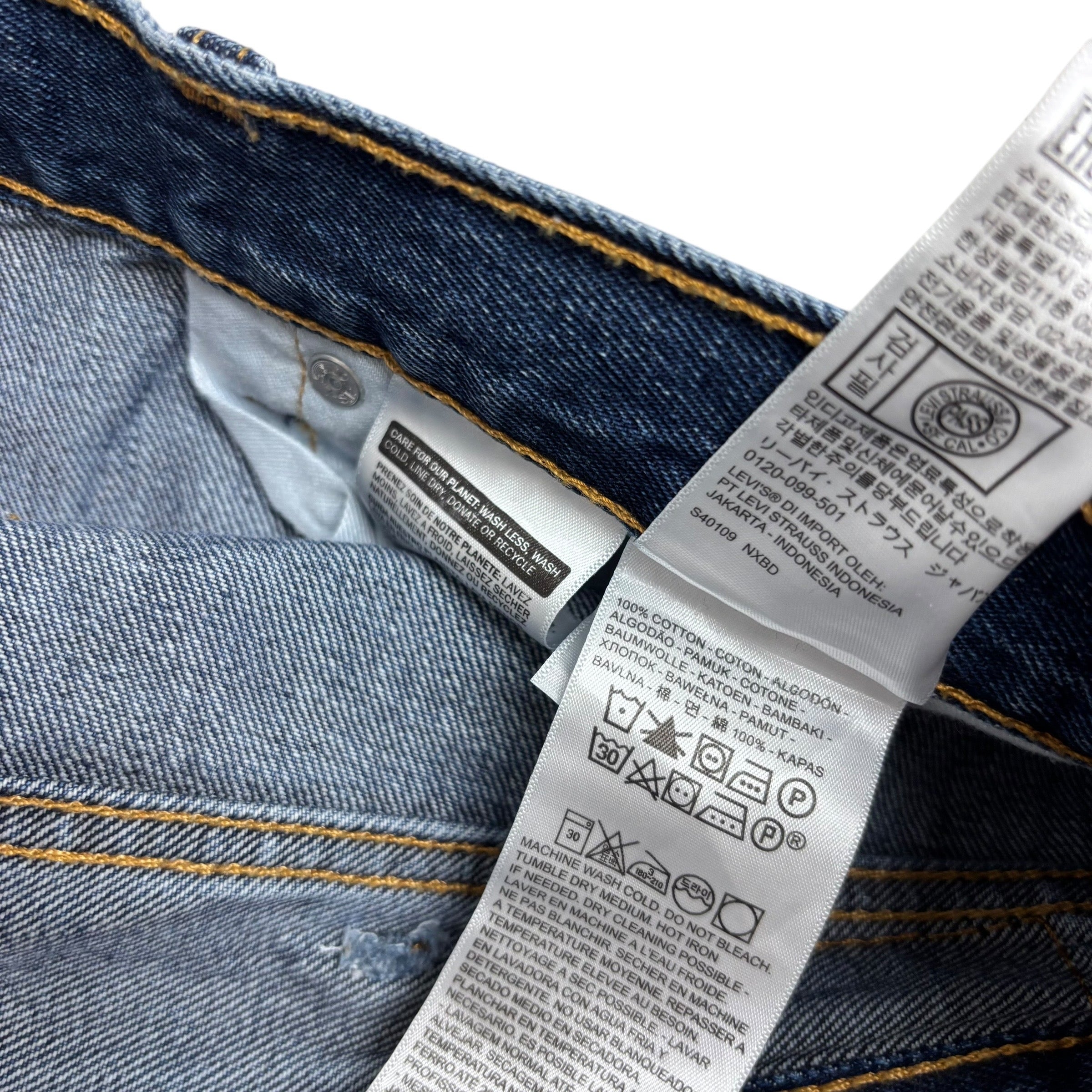 Levis 505 Jeans W38 L30 Mens Mid Blue Regular Straight Fit Denim (E)