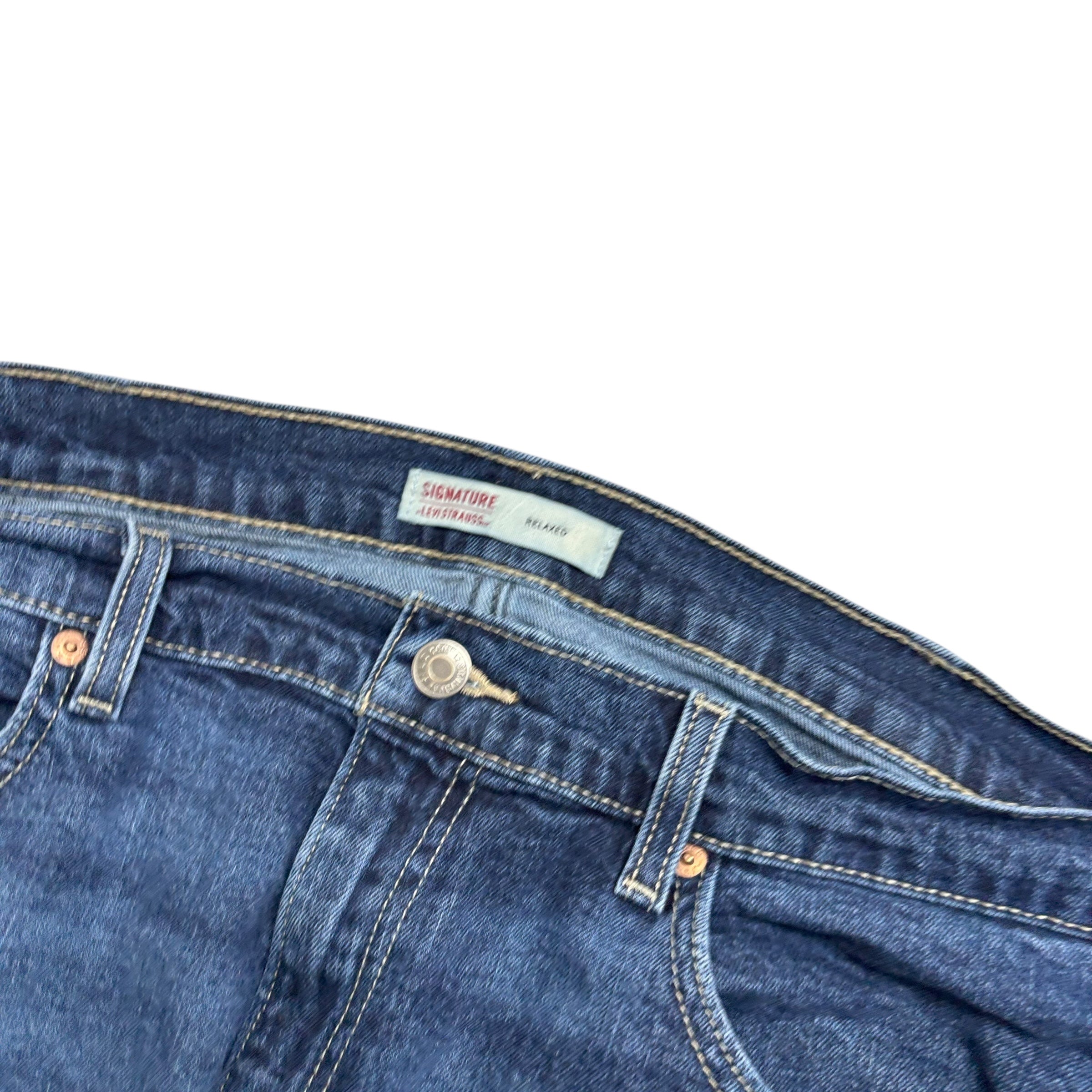 Levis Signature Jeans W38 L32 Mens Dark Blue Relaxed Fit Stretch Denim (F)