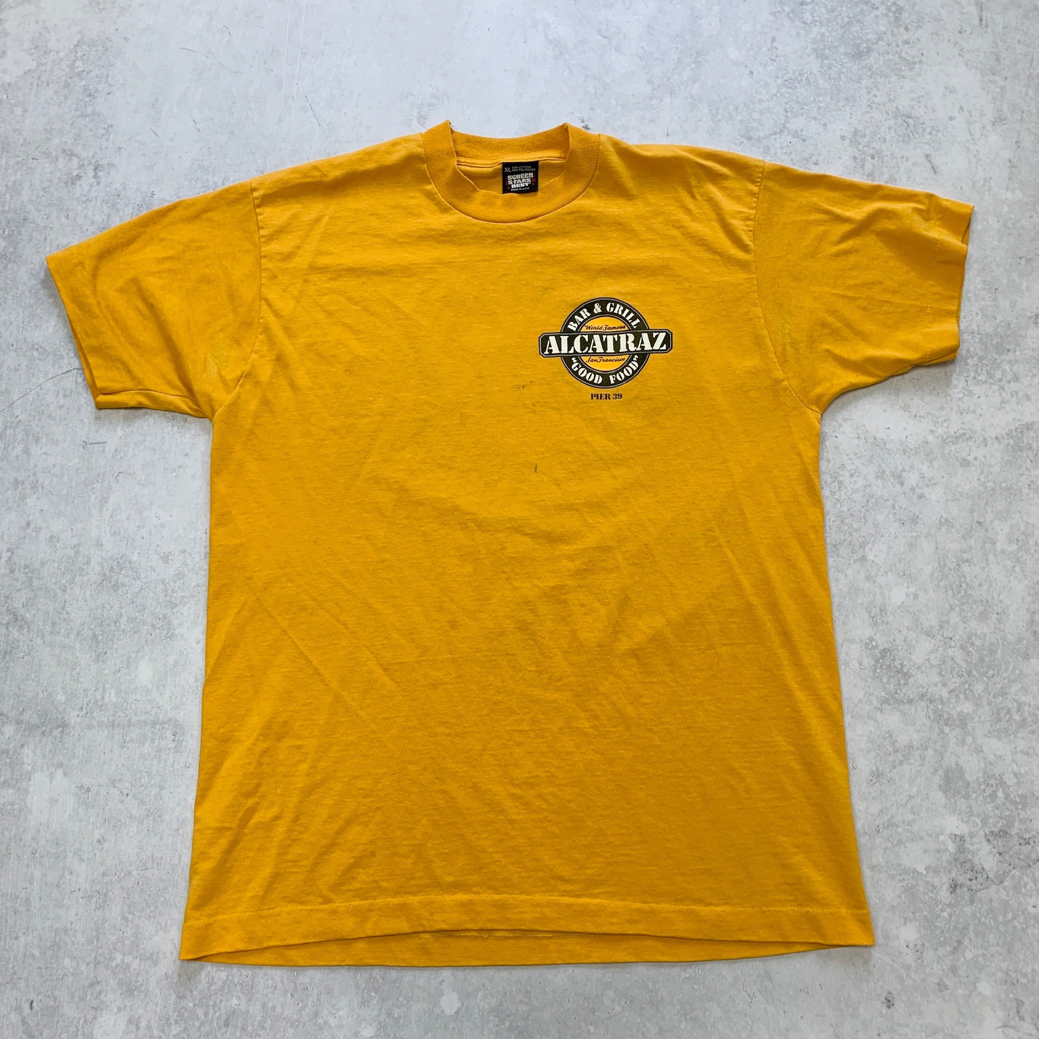 Vintage T Shirt Mens Large Yellow Single Stitch Graphic Print 90s USA