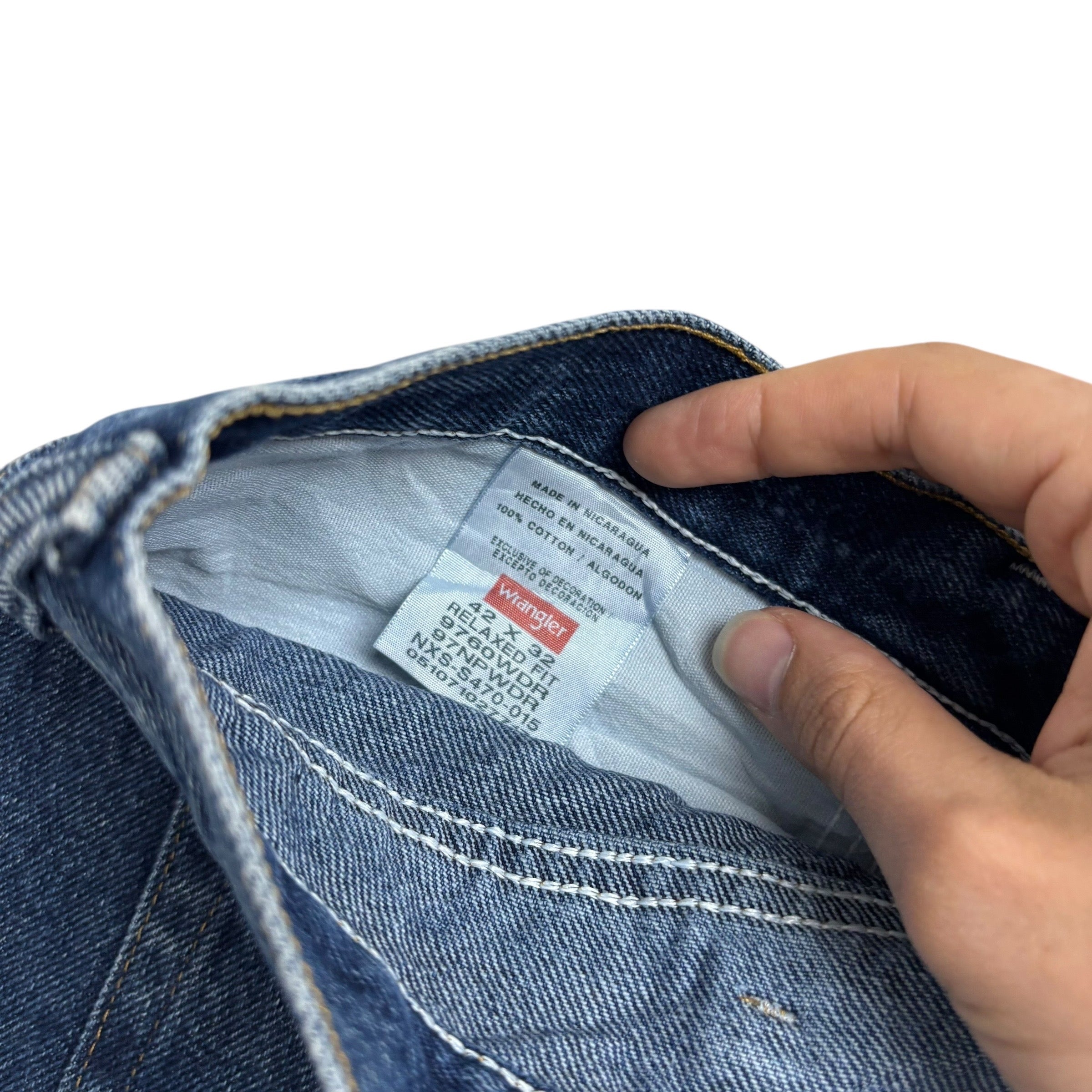 Wrangler Jeans W42 L32 Mens Mid Blue Relaxed Straight Fit Baggy Denim (E)