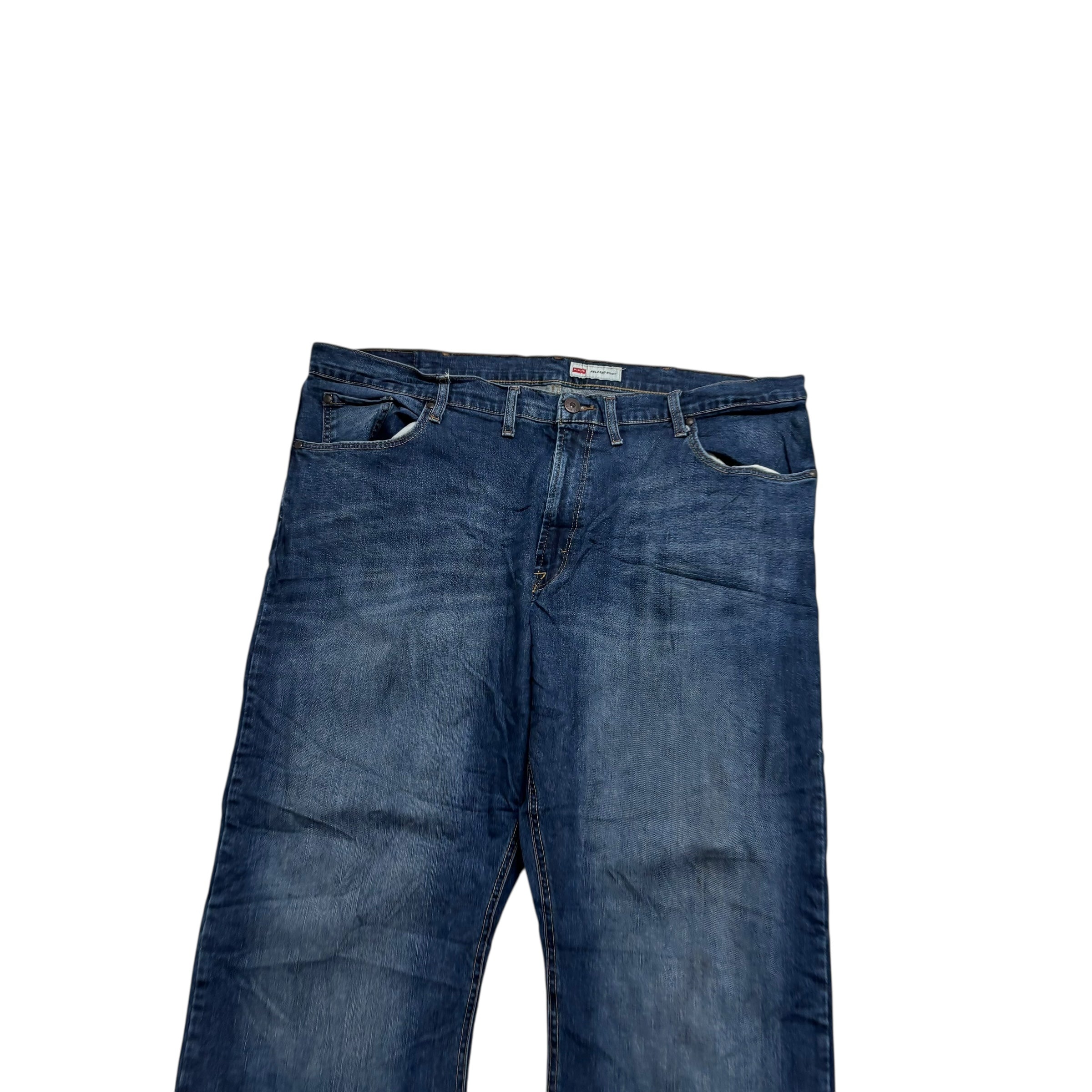 Wrangler Jeans W44 L29 Mens Dark Blue Relaxed Bootcut Fit Stretch Denim (E)