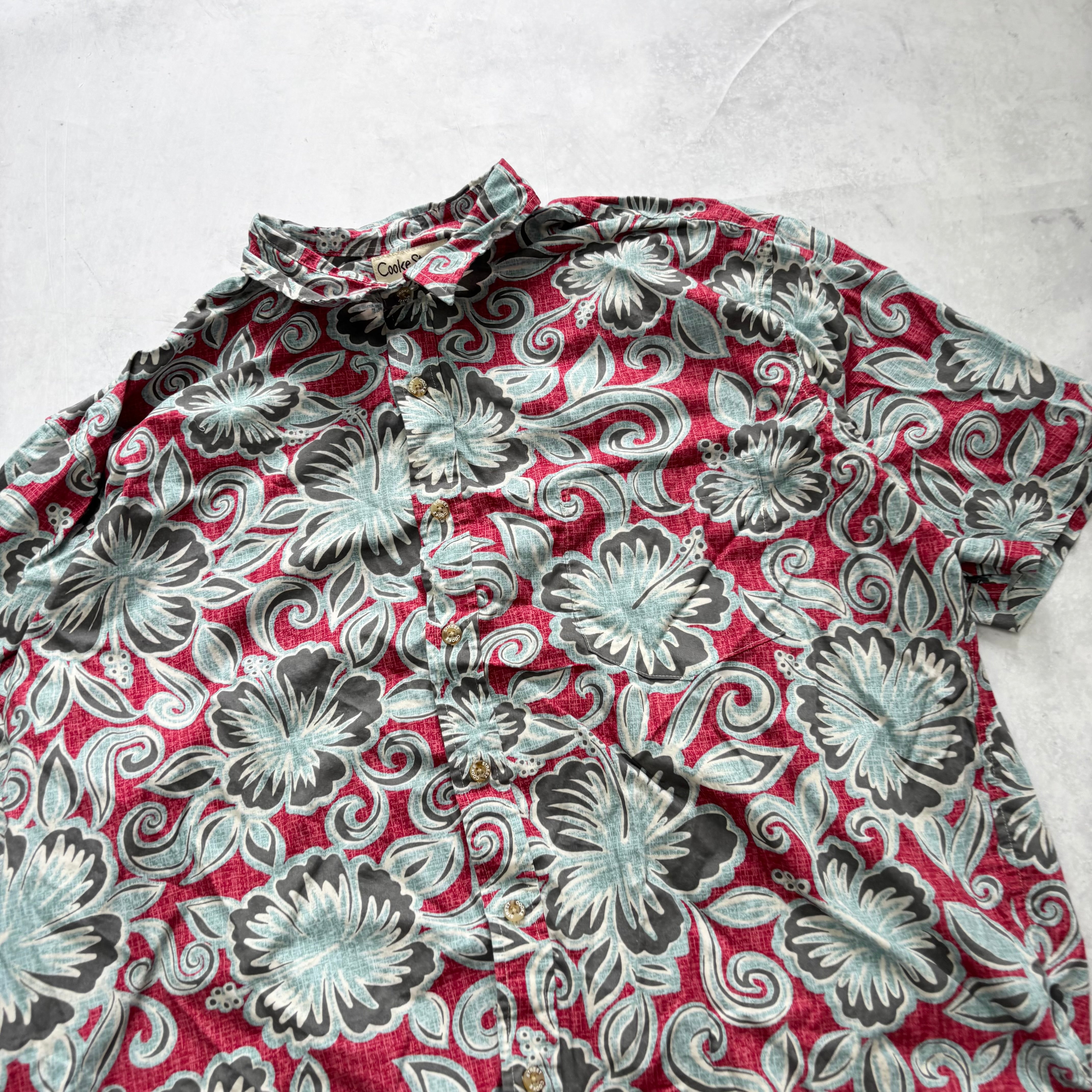 Vintage Hawaiian Shirt Mens XXL Red Floral Aloha Short Sleeve Cotton (E)