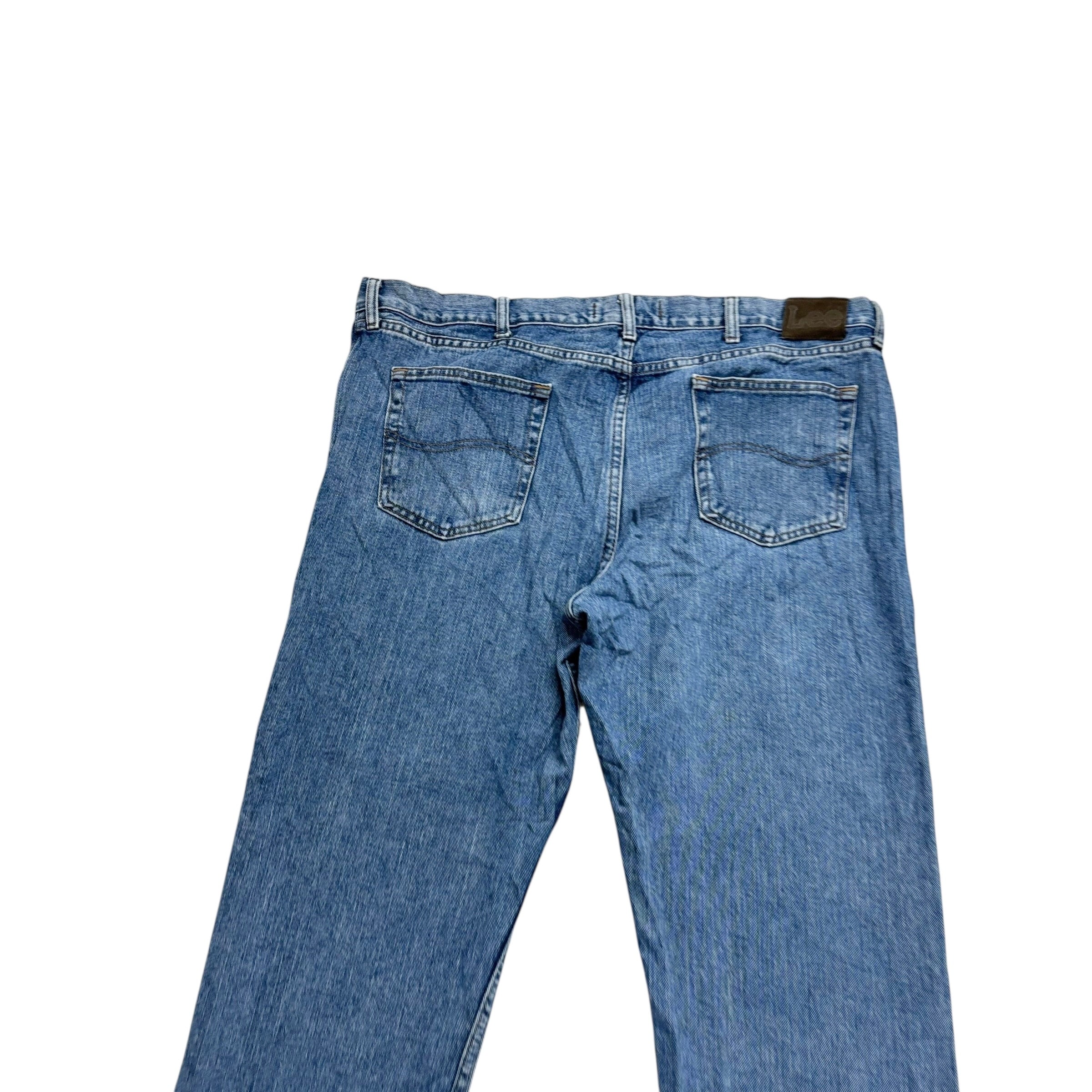 Lee Jeans W42 L30 Mens Mid Blue Regular Straight Fit Denim