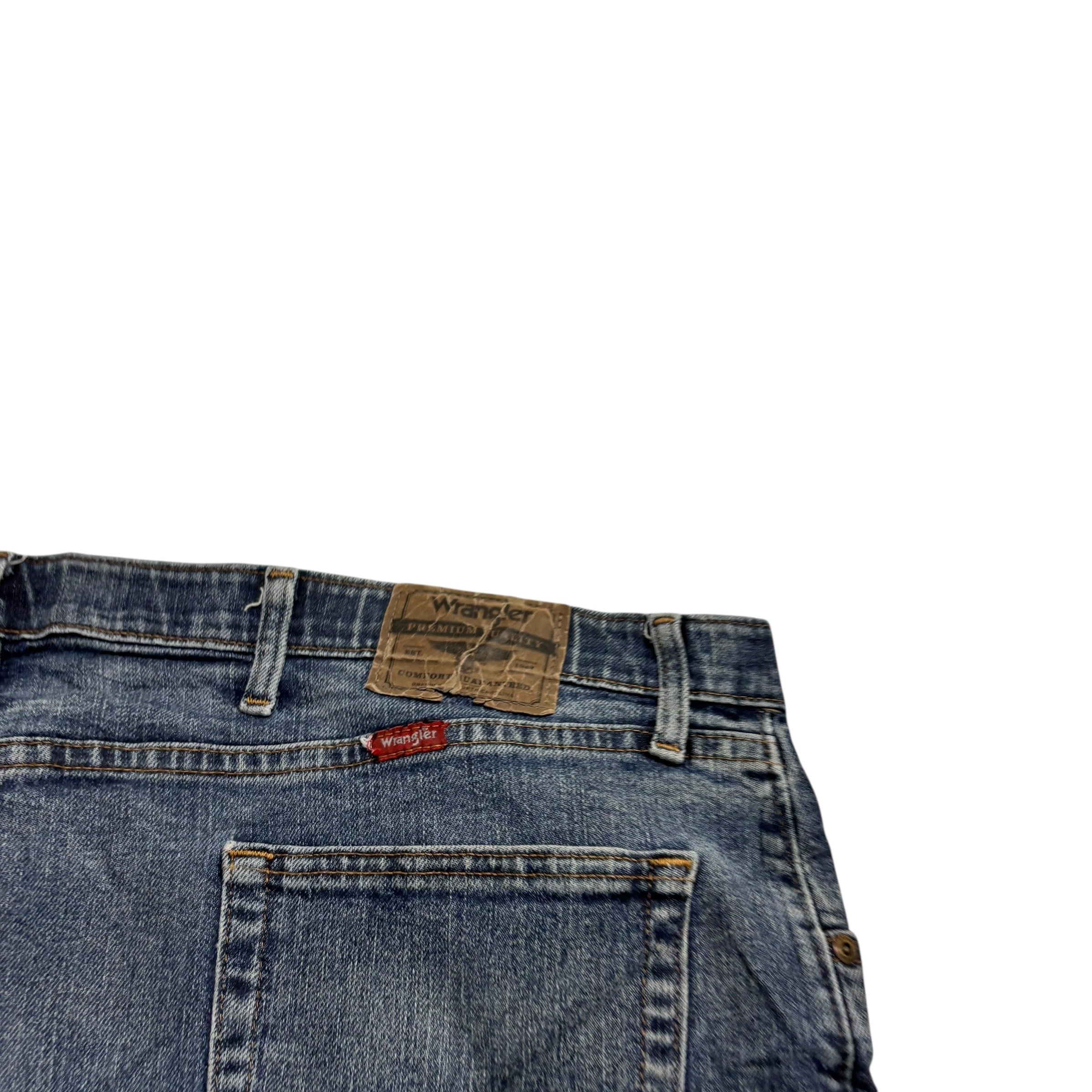 Wrangler Jeans W44 L30 Mens Mid Blue Regular Straight Fit Stretch Denim