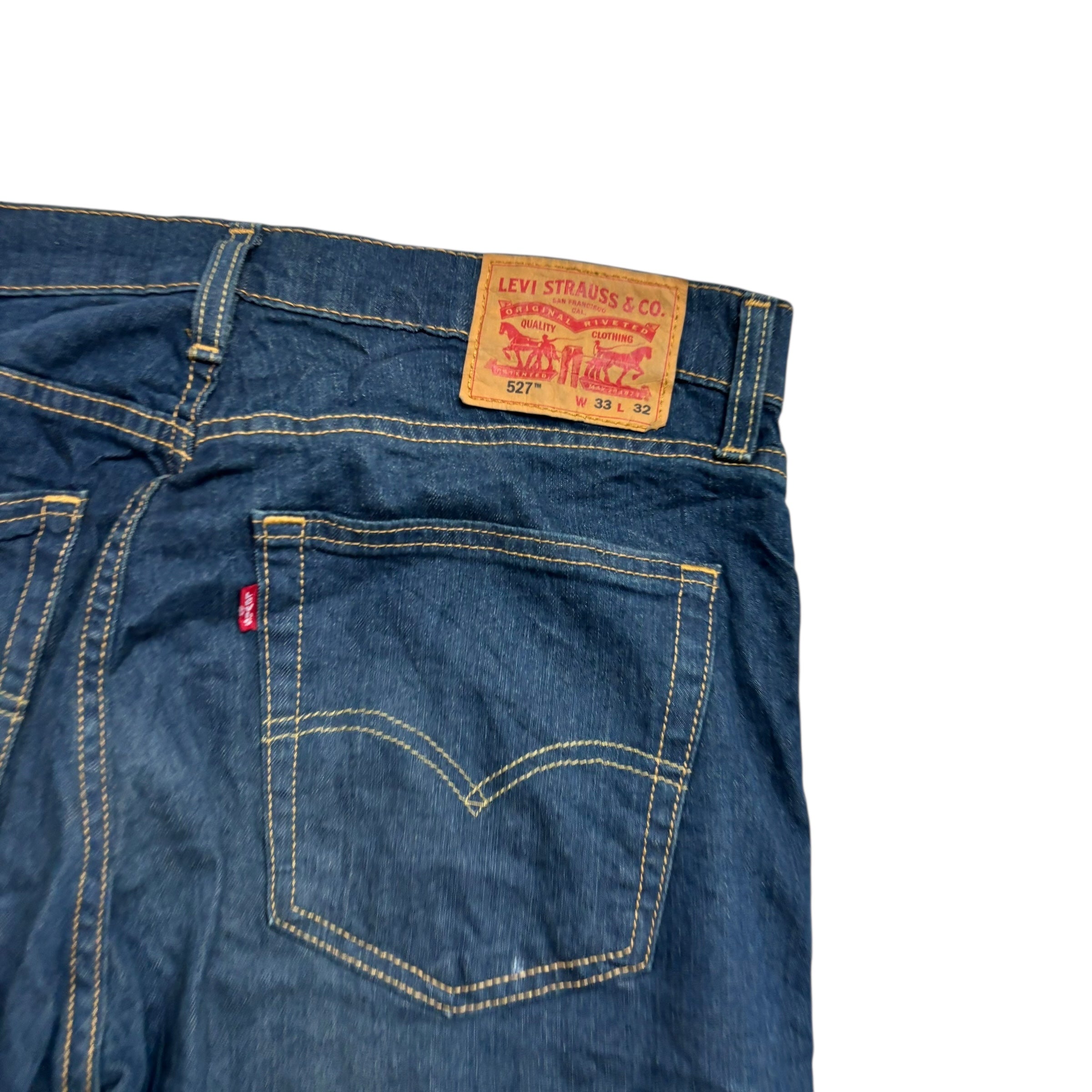 Levis 527 Jeans W33 L32 Mens Dark Blue Slim Bootcut Fit Stretch Denim (E)