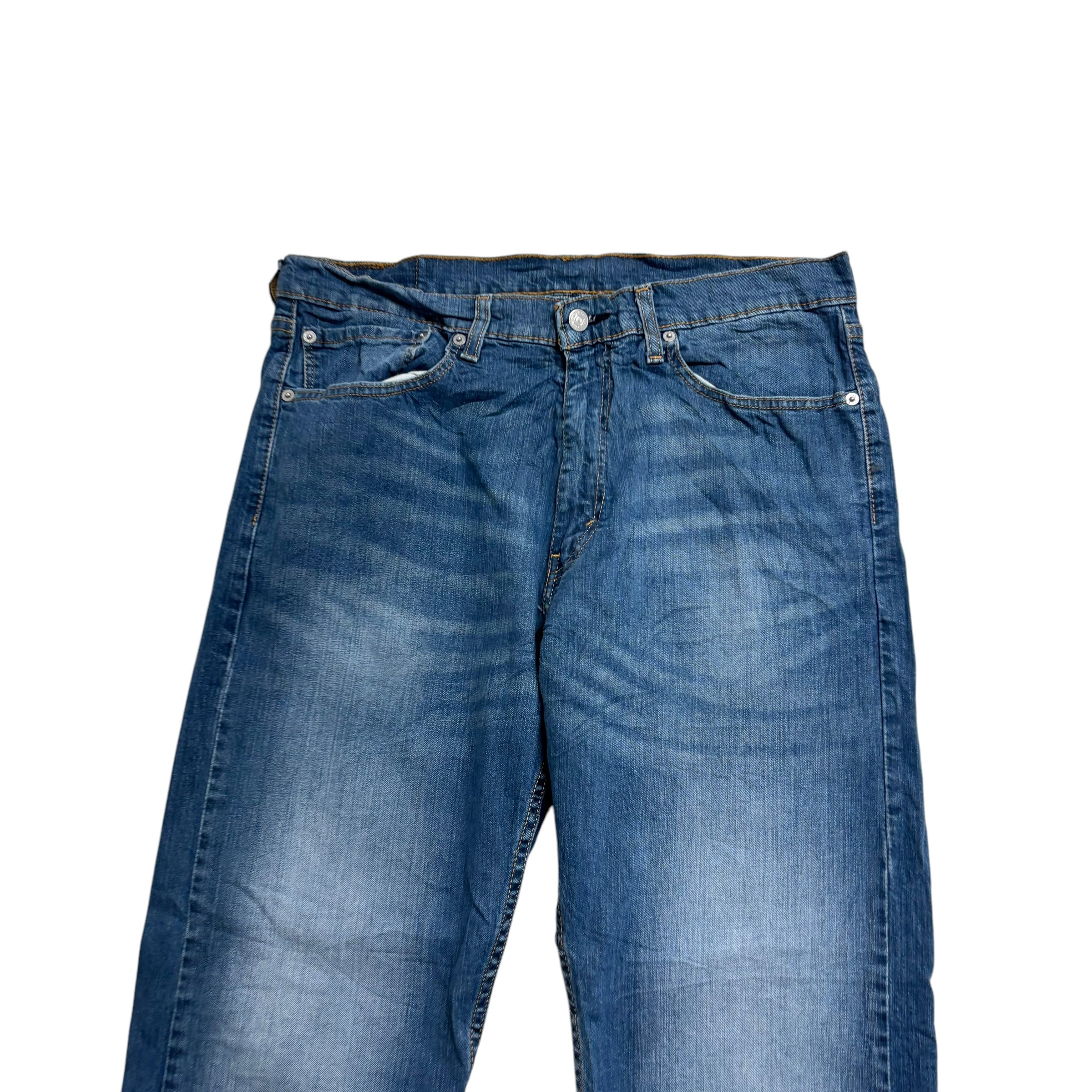 Levis 505 Jeans W36 L30 Mens Mid Blue Regular Straight Fit Stretch Denim