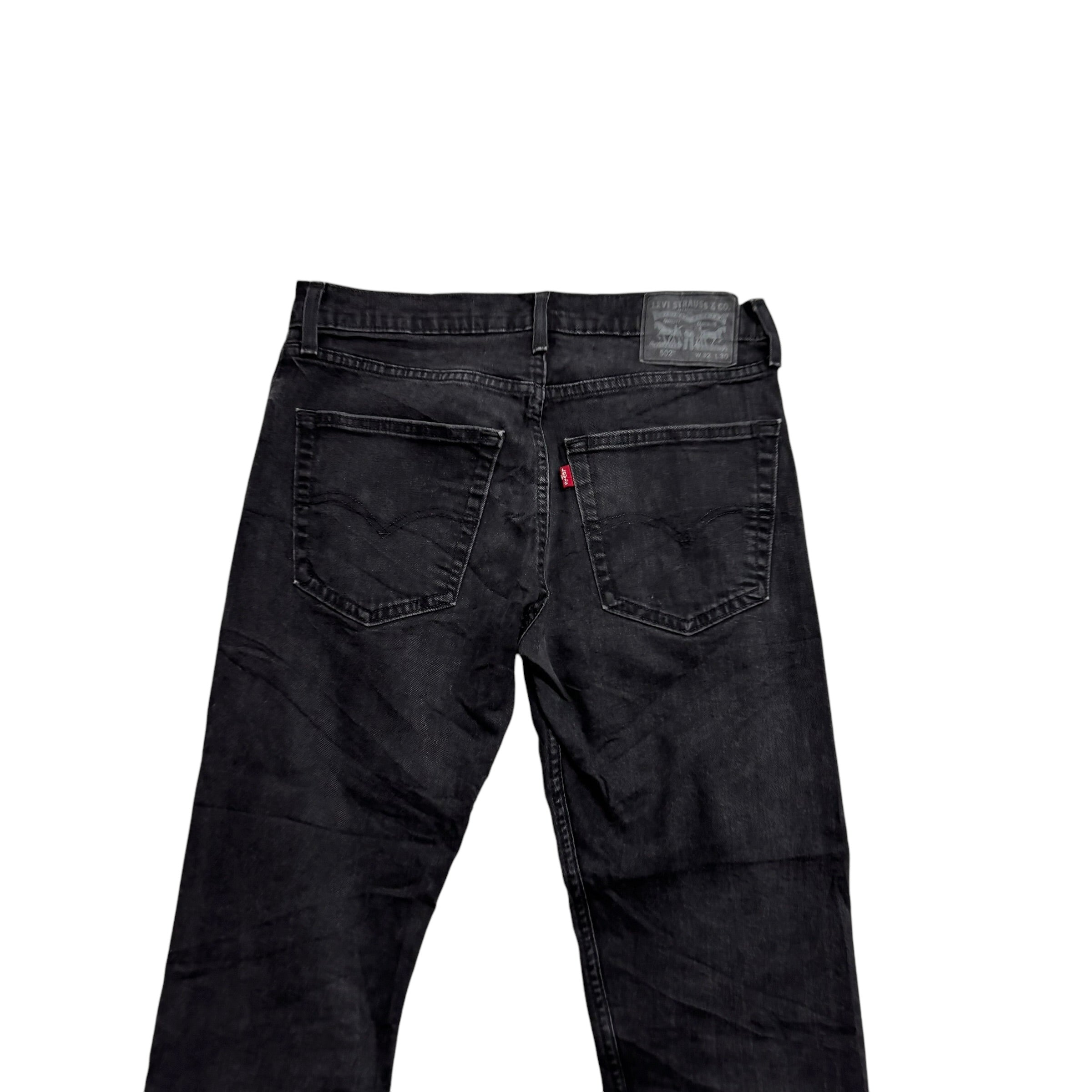 Levis 502 Jeans W32 L25 Mens Black Regular Tapered Fit Stretch Denim (F)