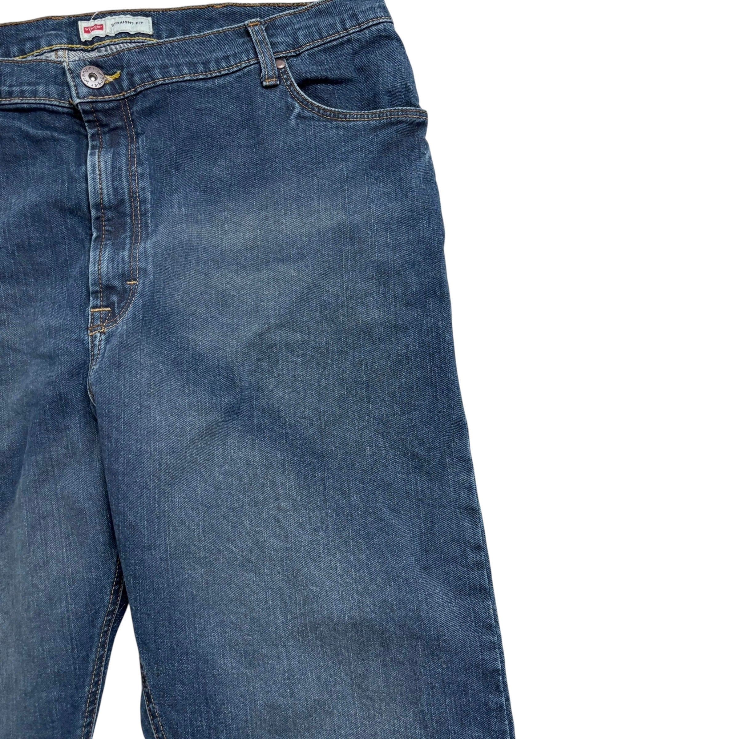 Wrangler Jeans W42 L30 Mens Dark Blue Regular Straight Fit Stretch Denim