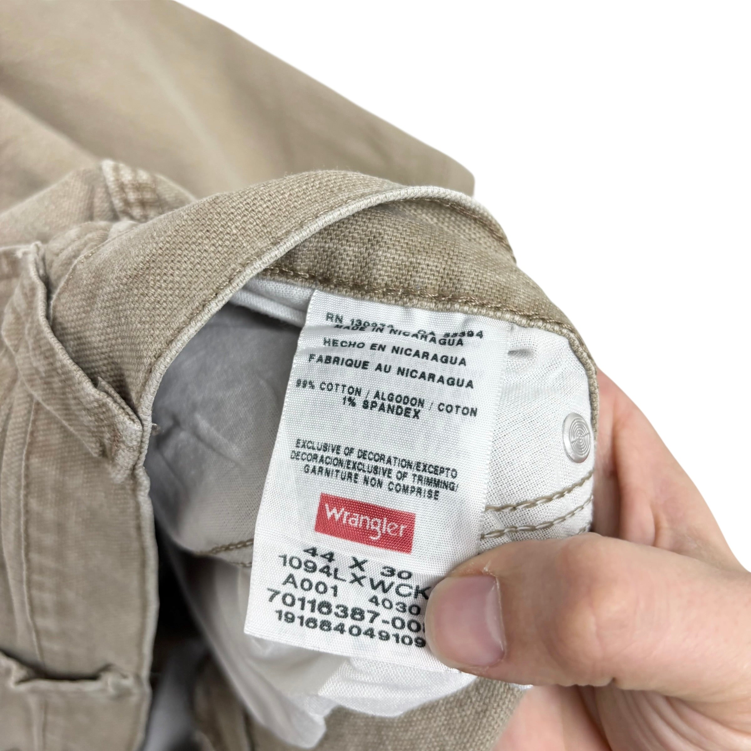 Wrangler Carpenter Jeans W44 L30 Mens Beige Relaxed Straight Fit Stretch (E)