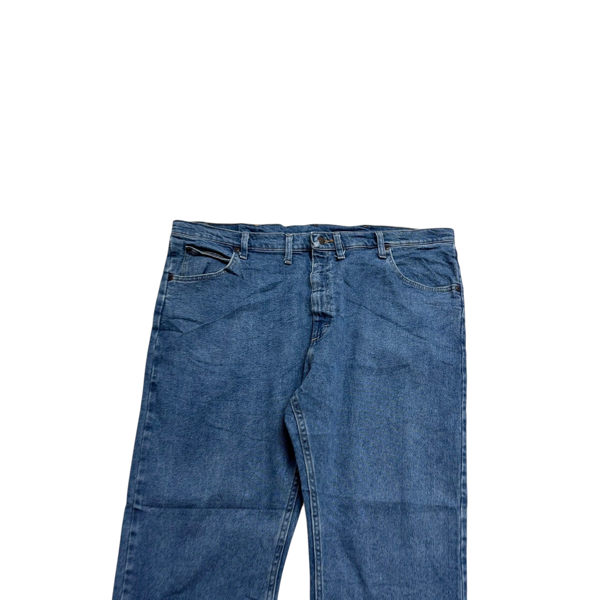 Wrangler Jeans W44 L30 Mens Mid Blue Regular Straight Fit Stretch Denim (E)