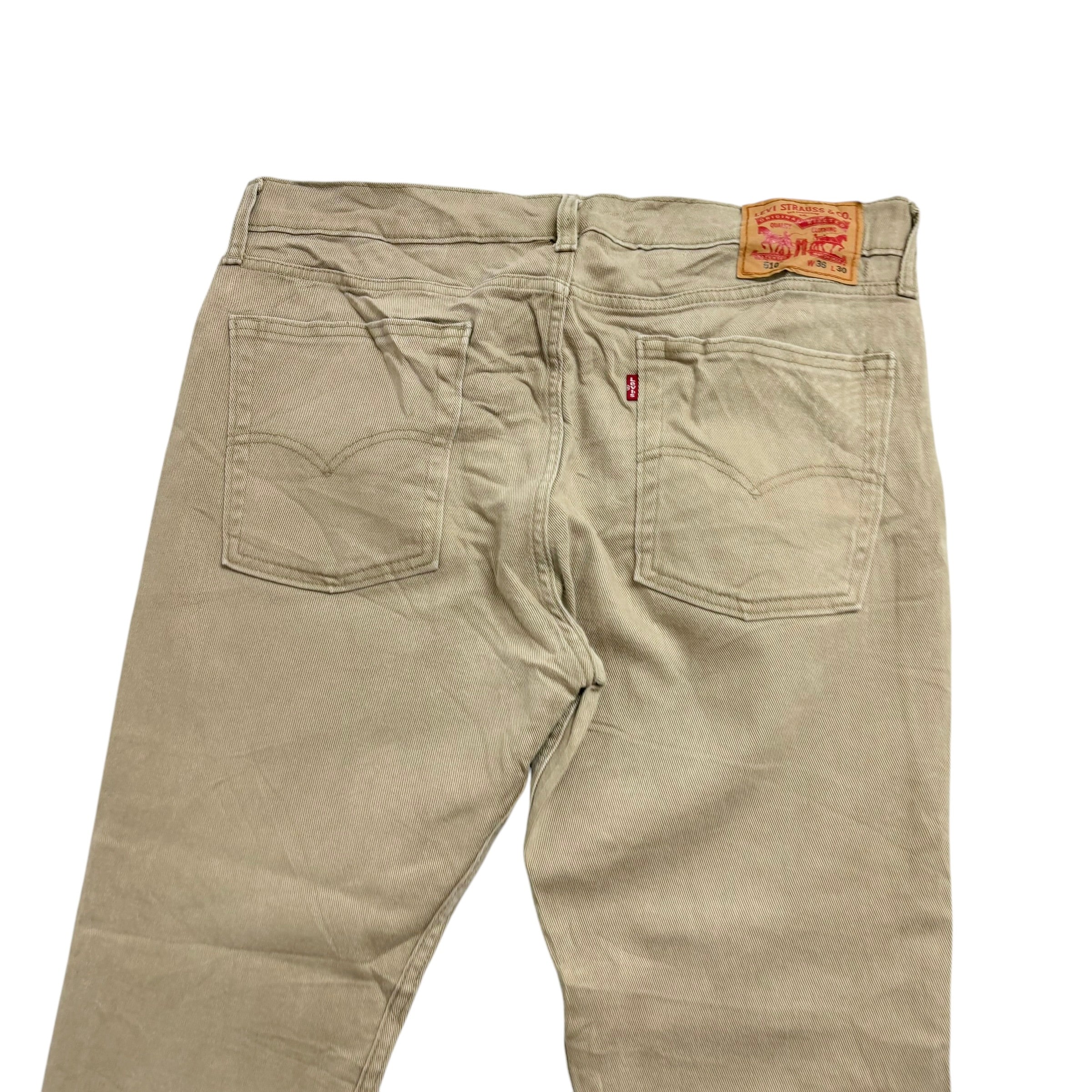 Levis 510 Trousers W36 L30 Mens Beige Skinny Fit Stretch Cotton Pants