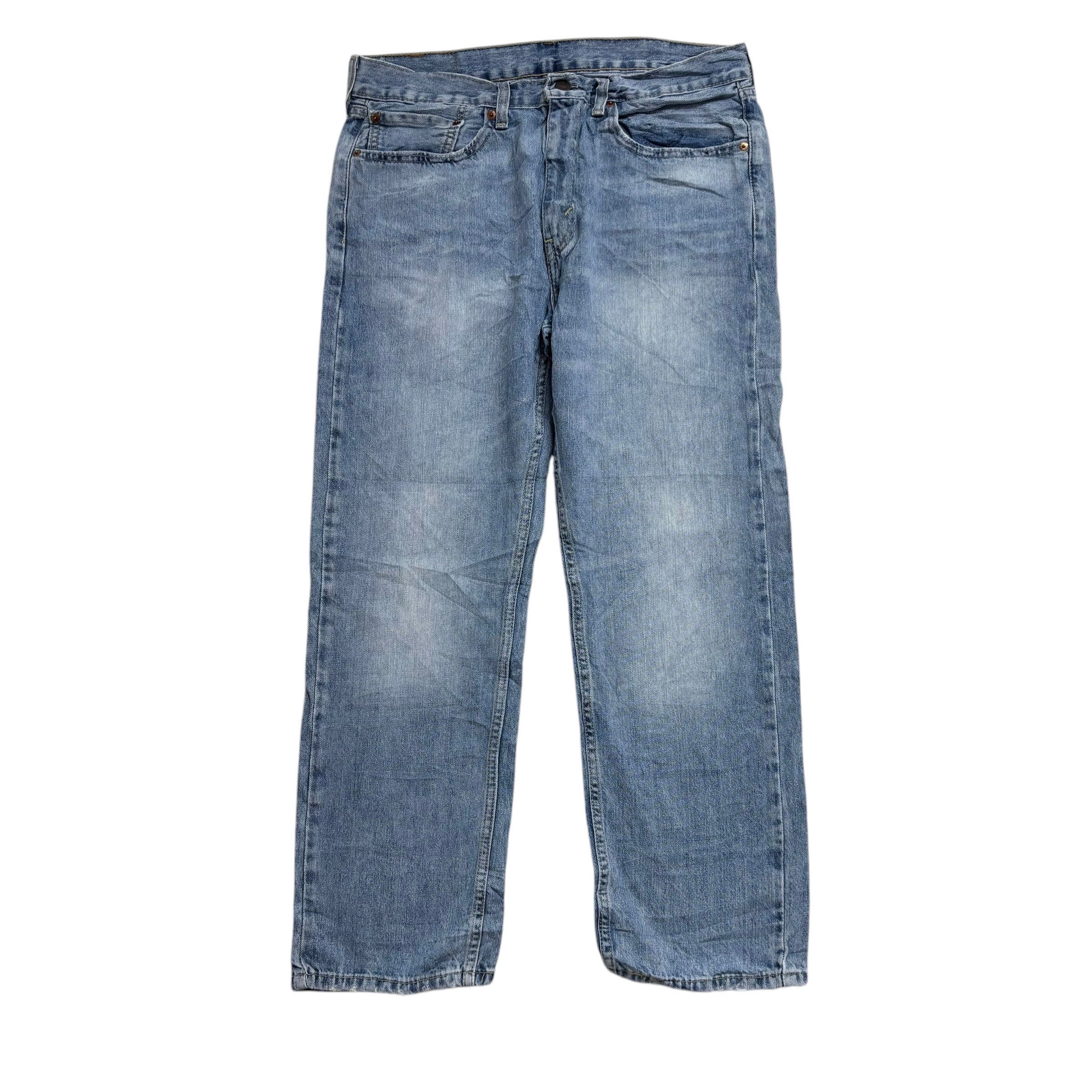 Levis 505 Jeans W34 L29 Mens Light Blue Regular Straight Fit Denim (E)