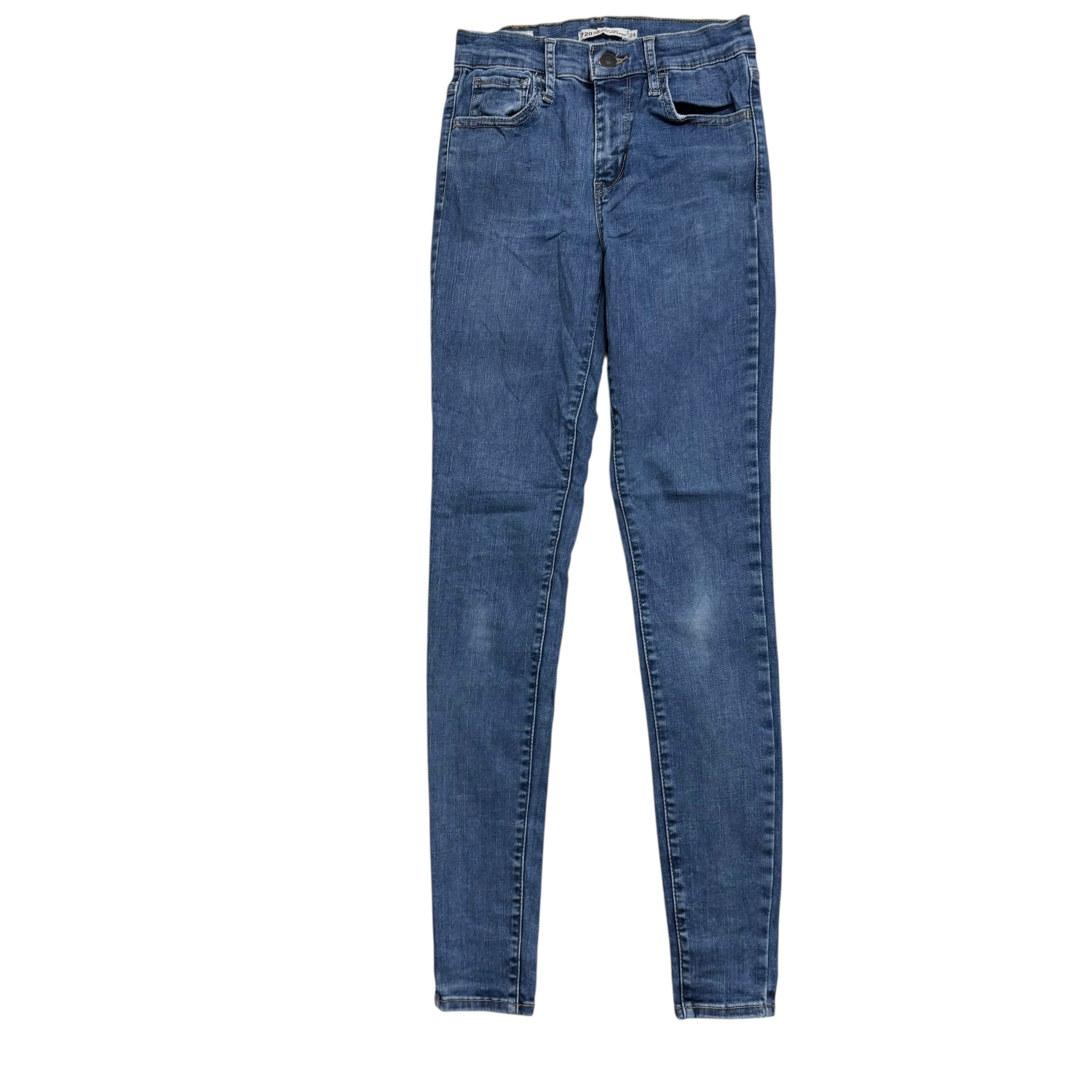 Levis 720 Jeans W23 L30 Womens High Rise Super Skinny Mid Blue Stretch (E)