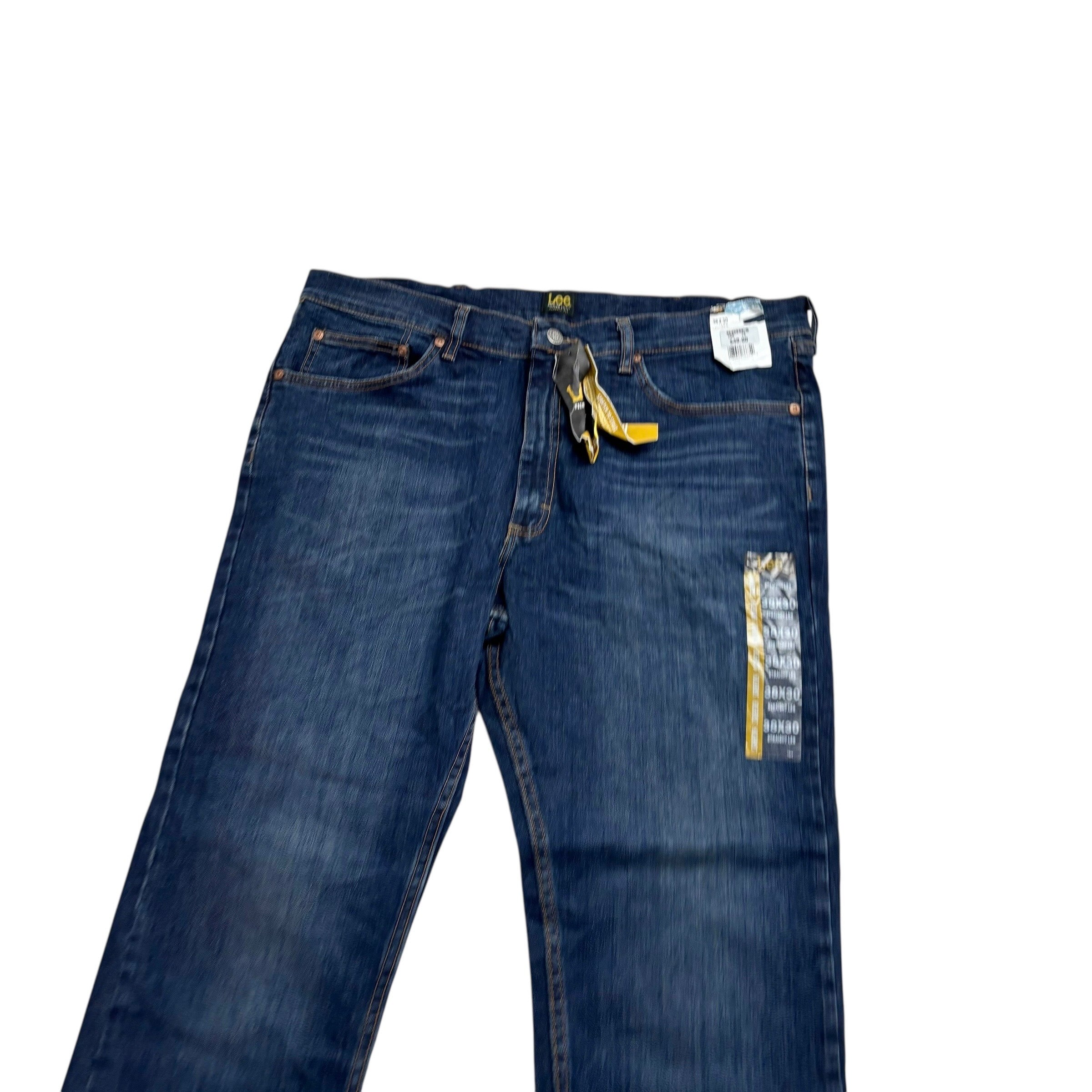 Lee Jeans W38 L30 Mens Dark Blue Regular Straight Fit Stretch Denim (E)