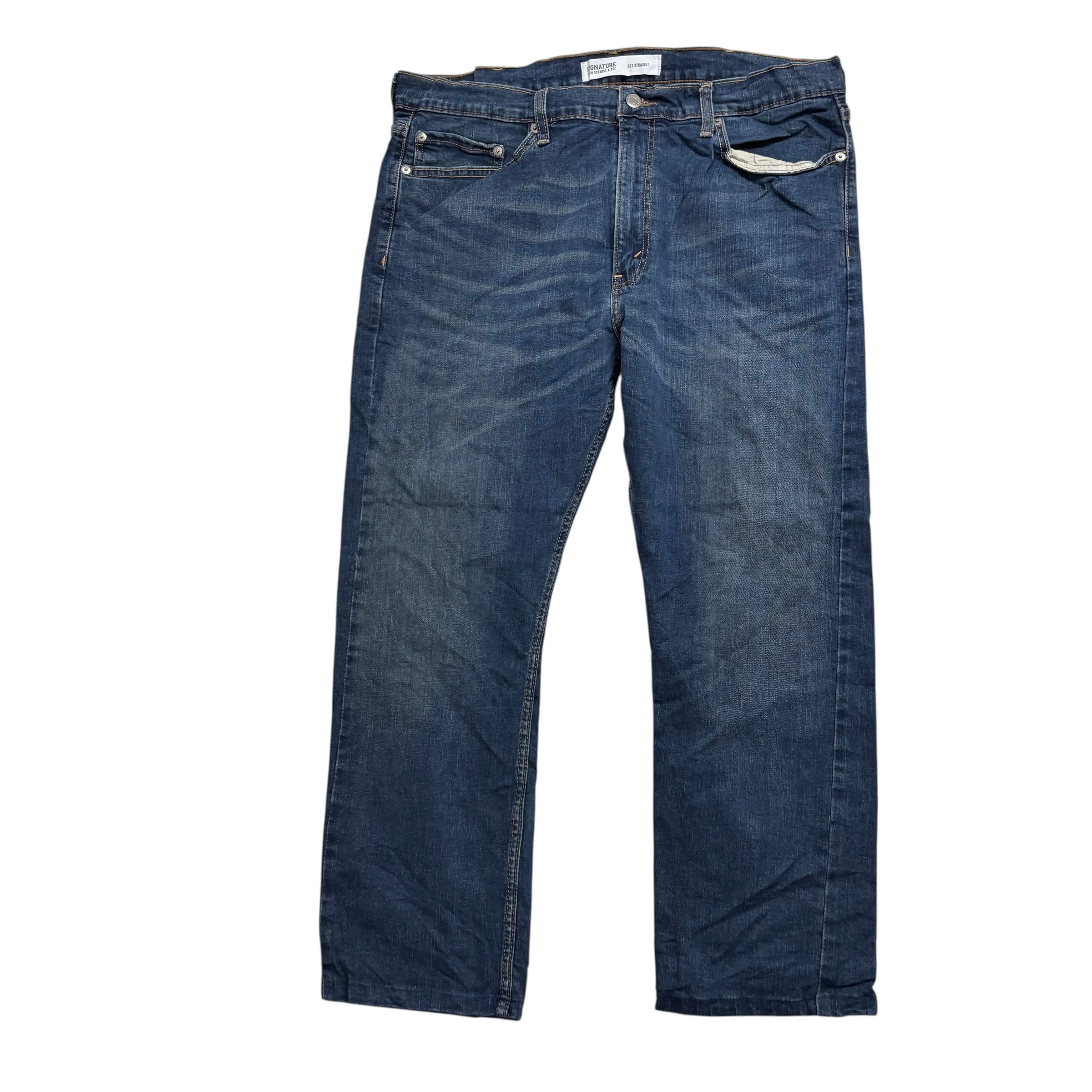 Levis Signature Jeans W38 L27 Mens Dark Blue Regular Straight Fit Stretch (E)