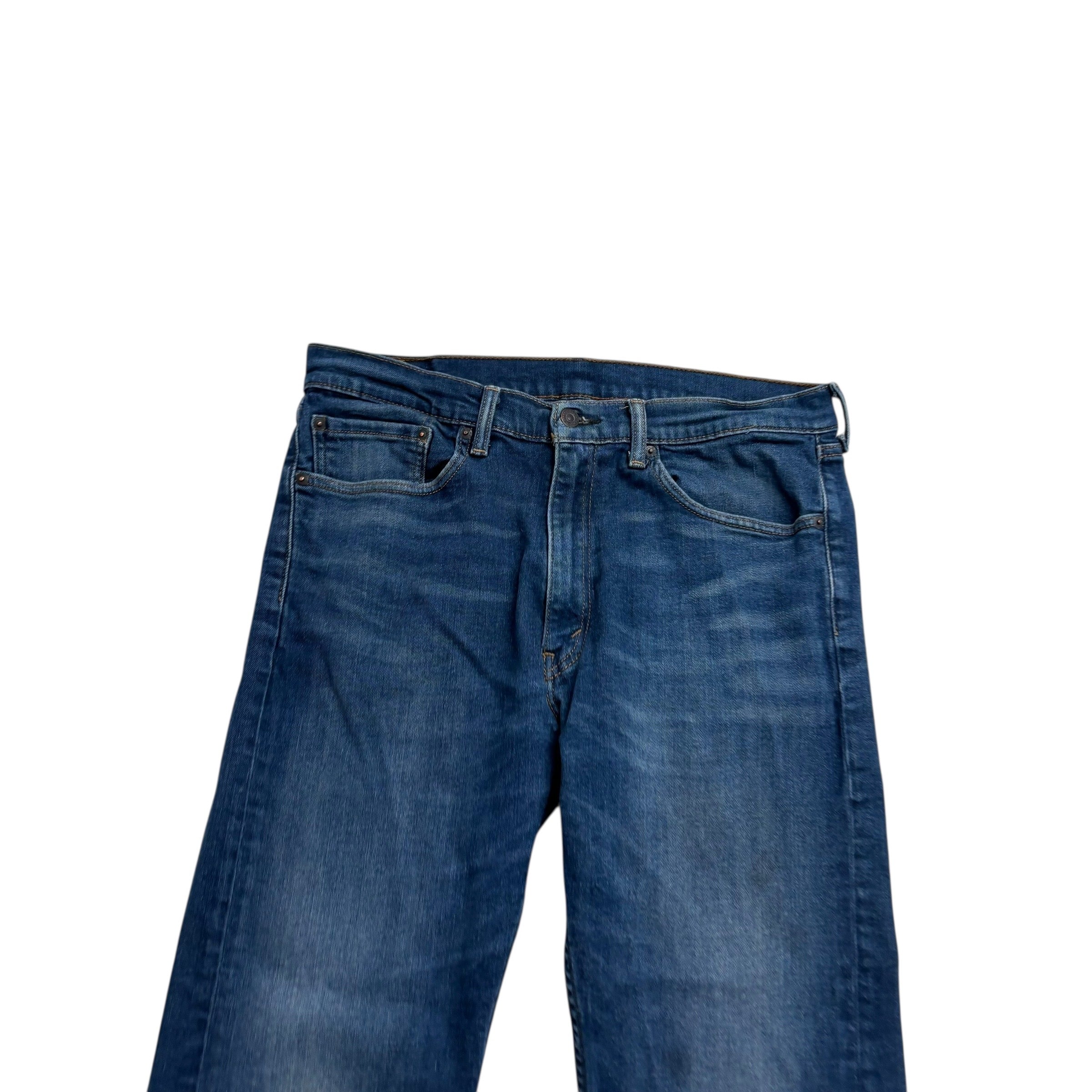 Levis 505 Jeans W34 L29 Mens Dark Blue Regular Straight Fit Stretch Denim (F)