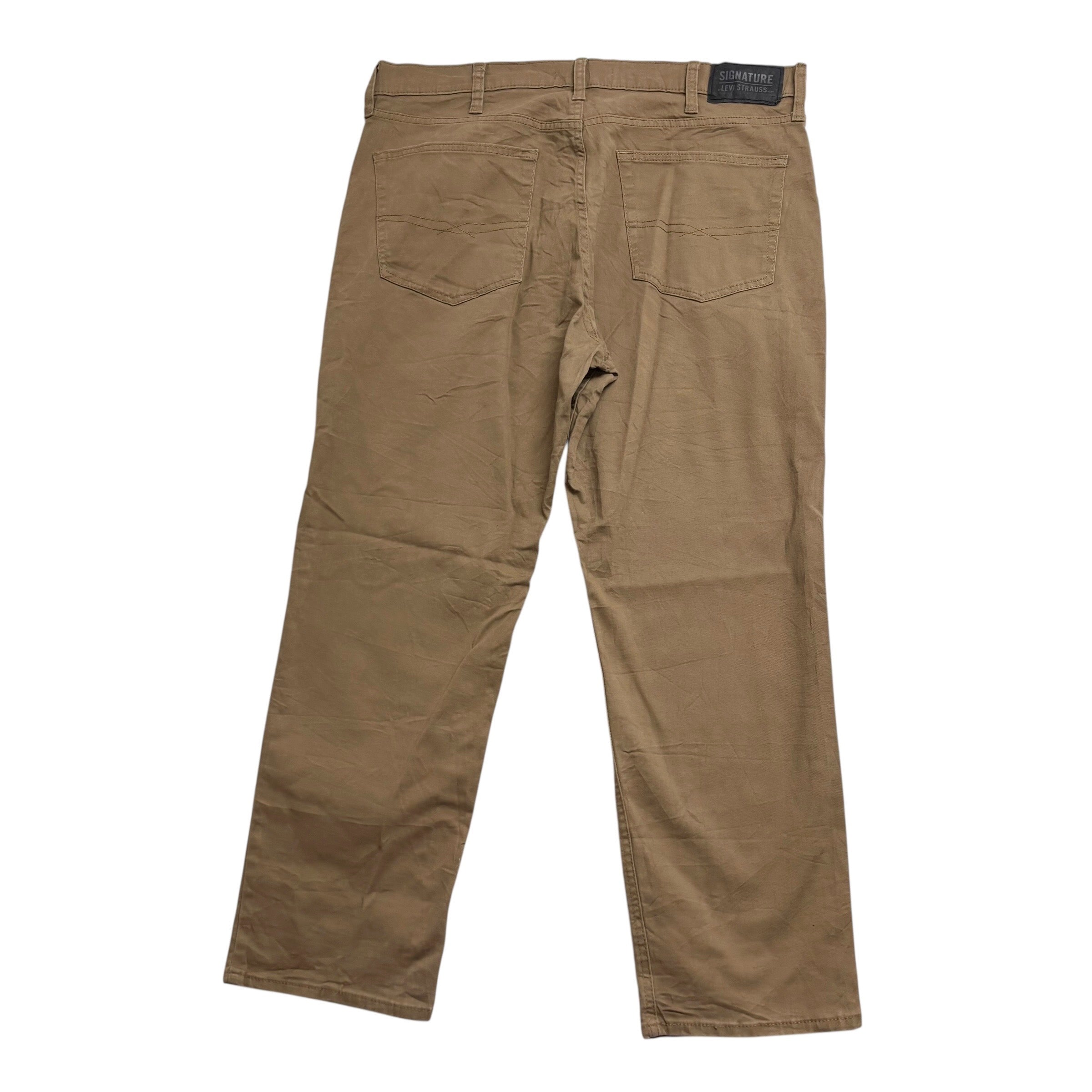 Levis Signature Trousers W38 L30 Mens Brown Athletic Fit Stretch Pants (E)