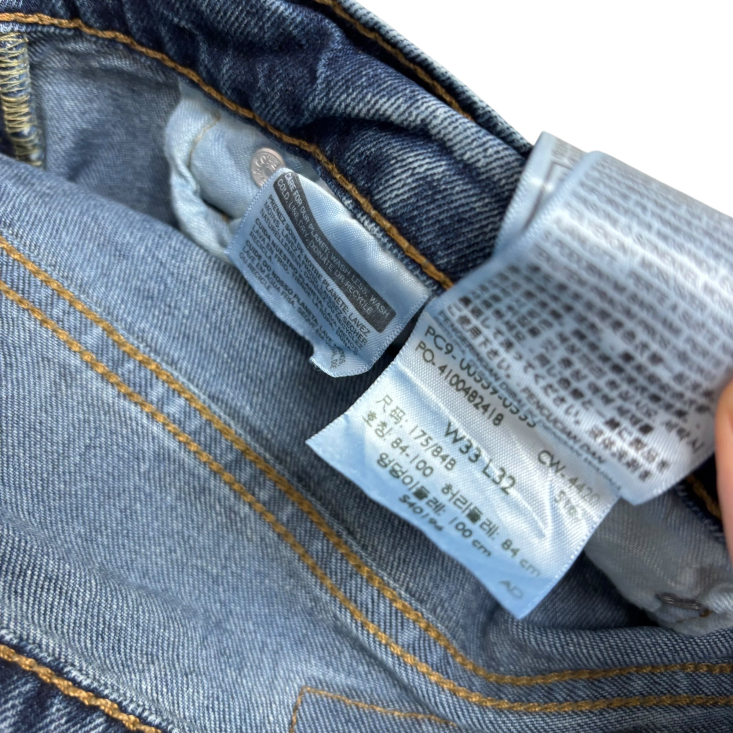 Levis 559 Jeans W33 L32 Mens Mid Blue Relaxed Straight Fit Stretch Denim (E)