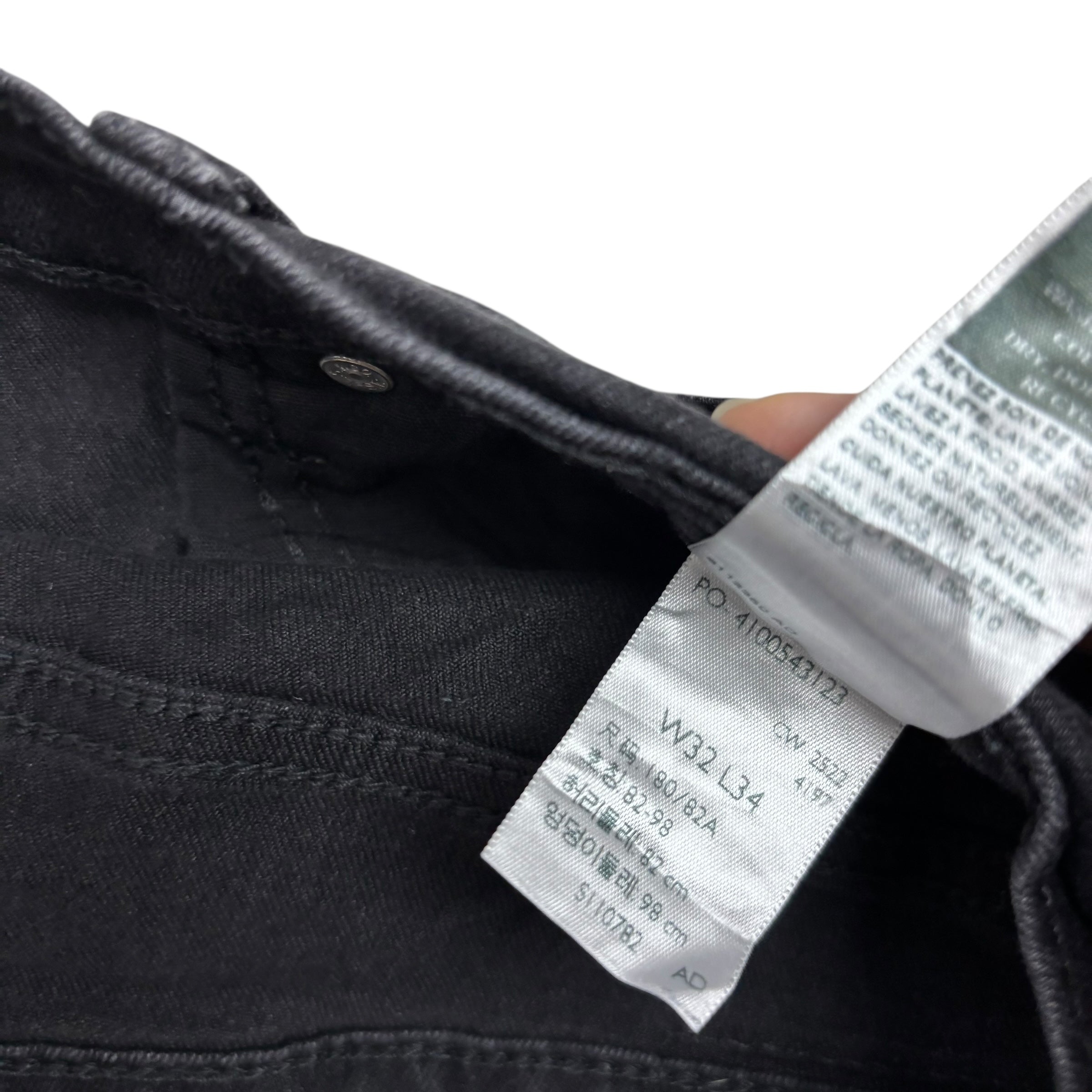 Levis Denizen Jeans W32 L34 Mens Black Skinny Fit Stretch Denim (E)