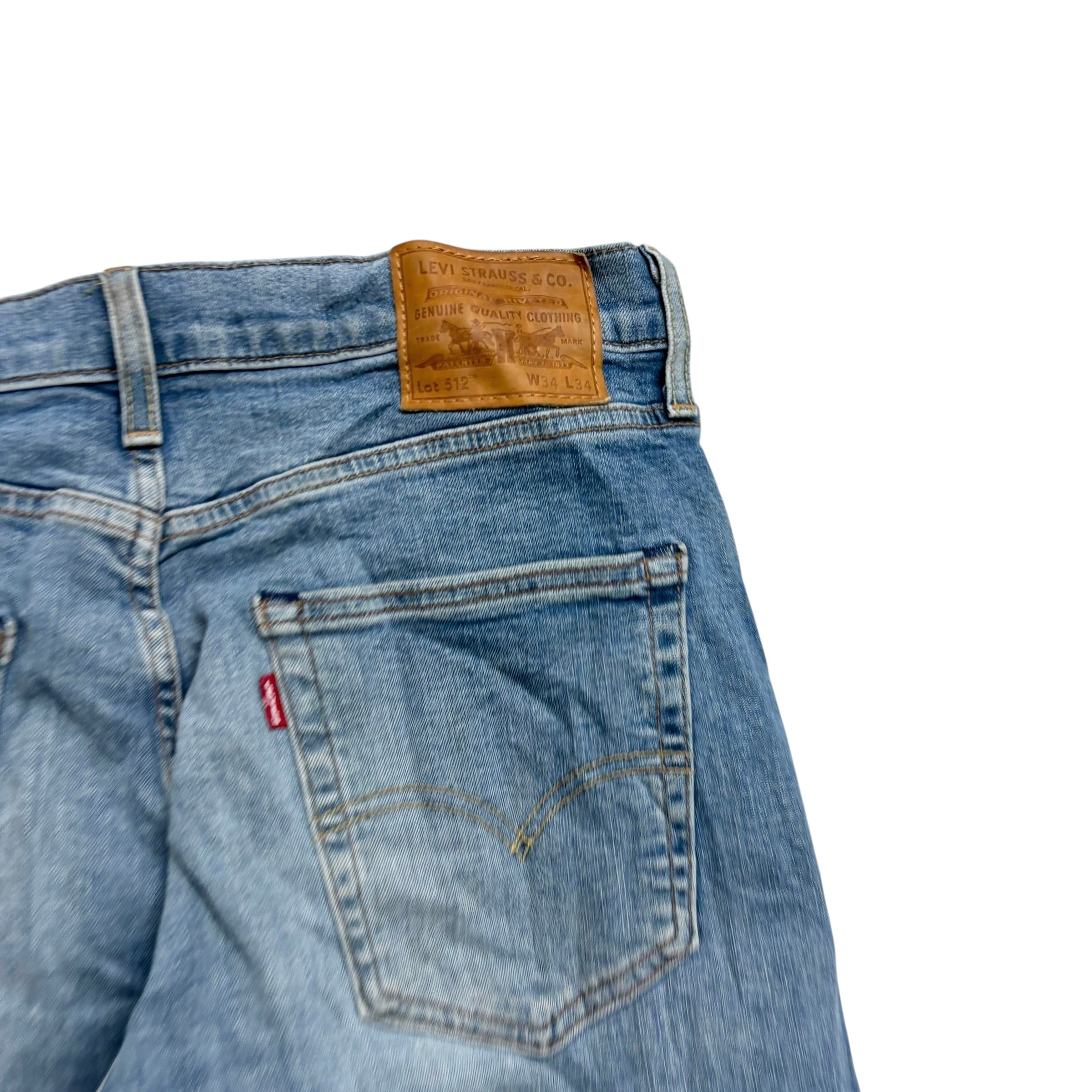 Levis 512 Jeans W34 L34 Mens Light Blue Slim Tapered Fit Stretch Premium