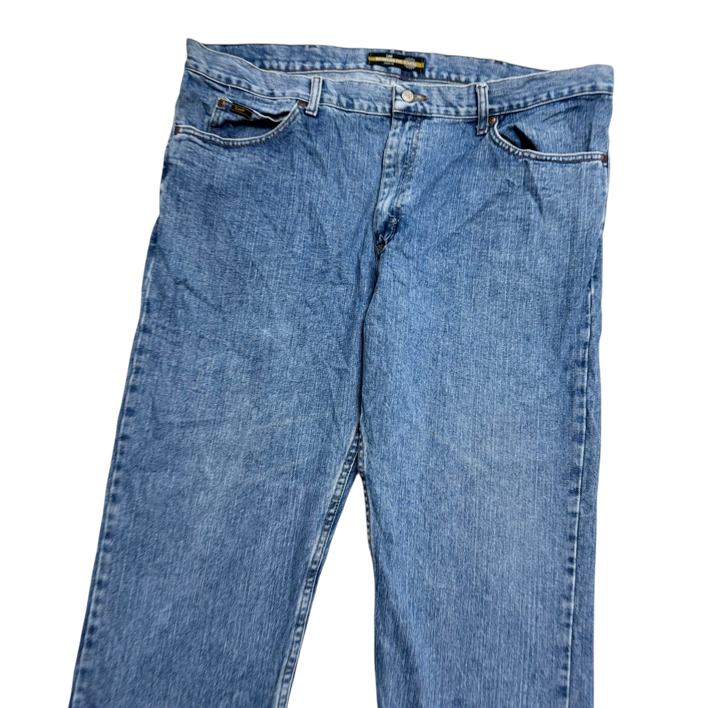 Lee Jeans W42 L30 Mens Mid Blue Regular Straight Fit Denim