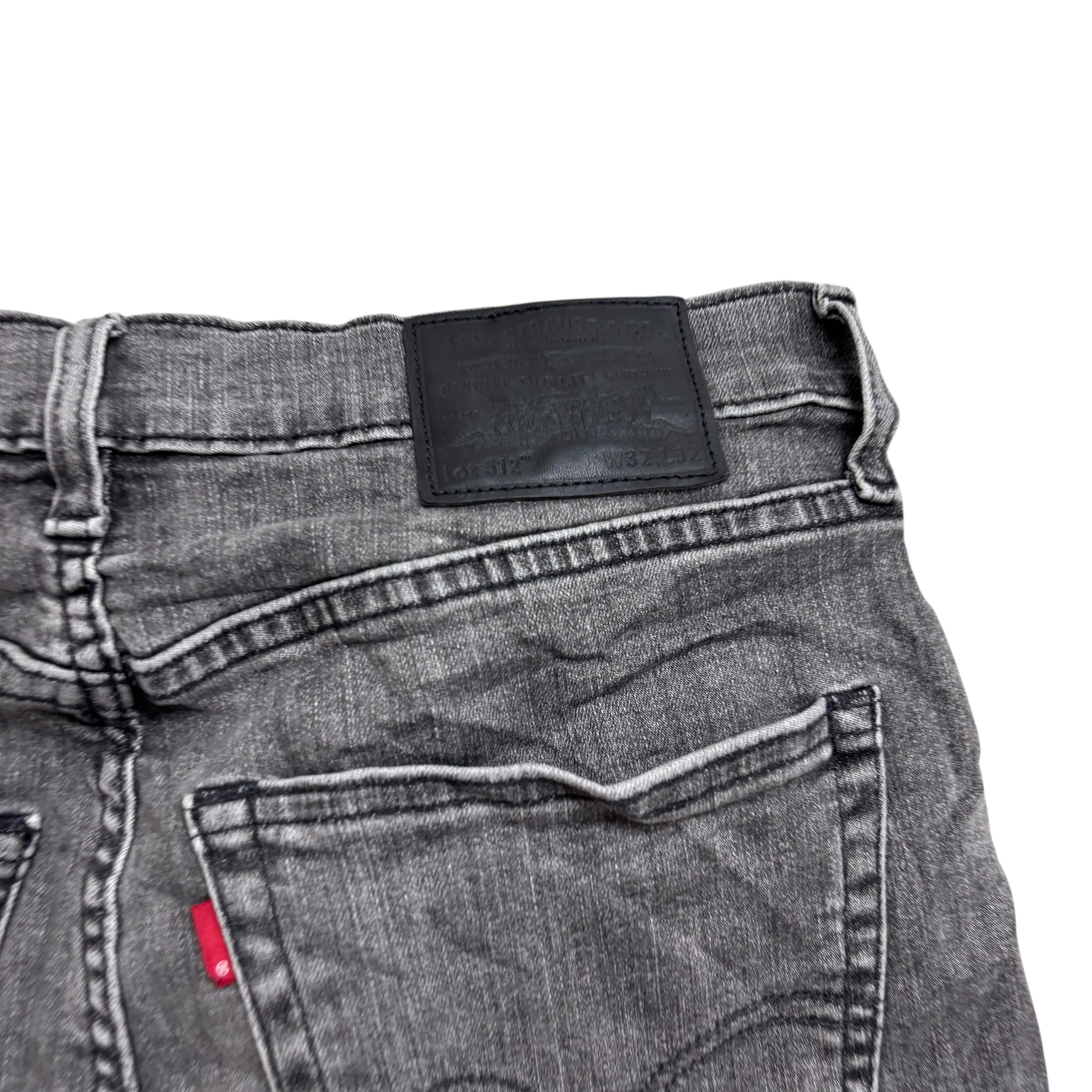 Levis 512 Jeans W32 L32 Mens Grey Slim Tapered Fit Stretch Premium Denim (E)