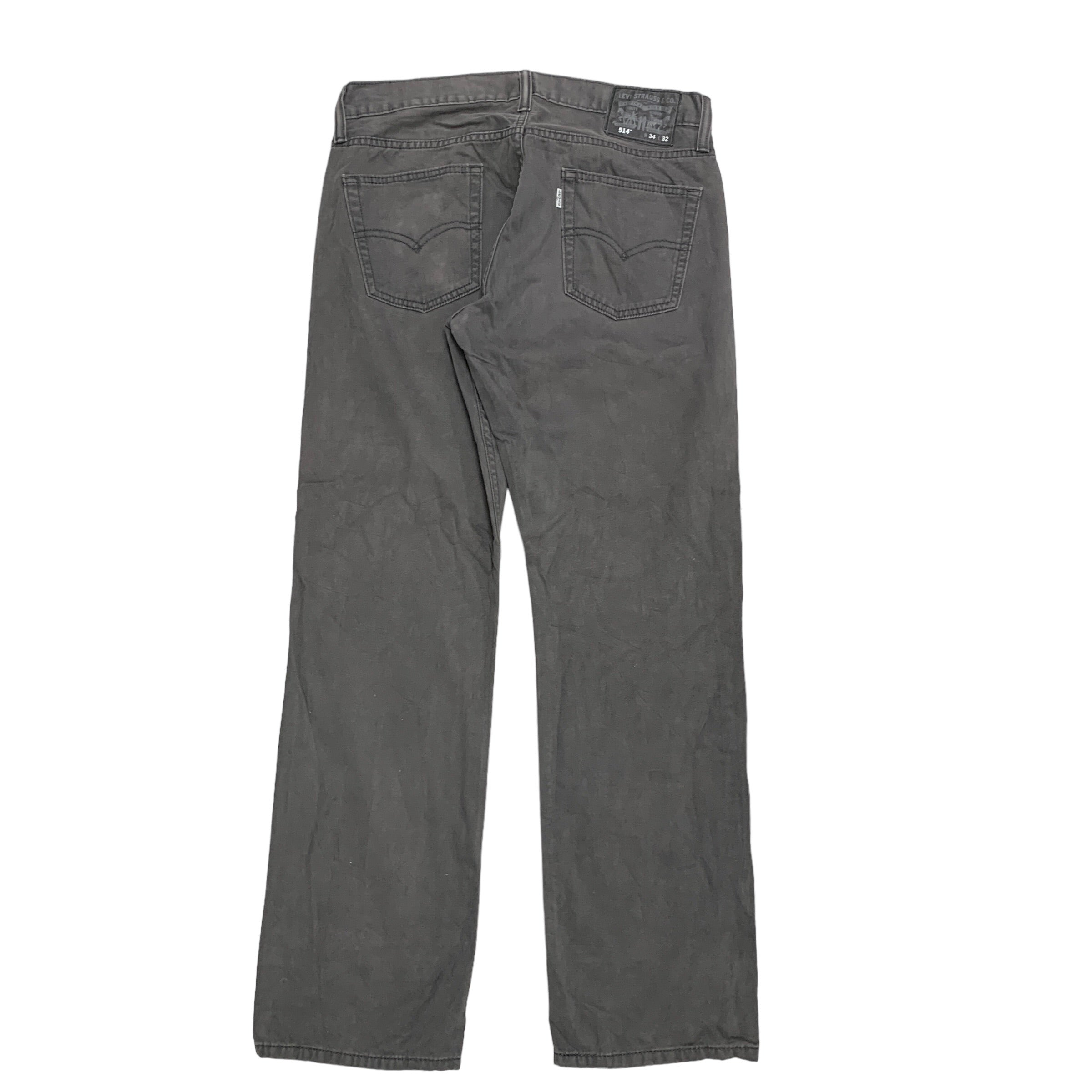 Levis 514 Trousers W34 L32 Mens Grey Regular Straight Fit Pants